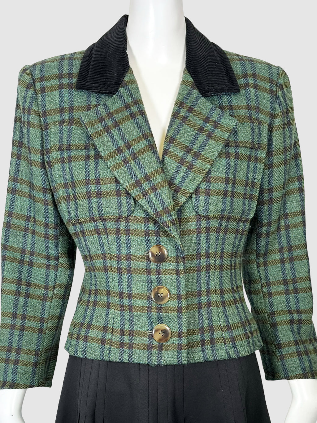 Wool Tartan Blazer - Size 38
