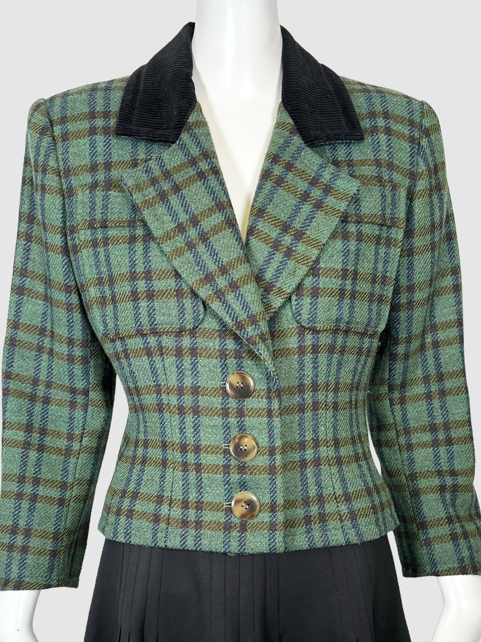 Wool Tartan Blazer - Size 38