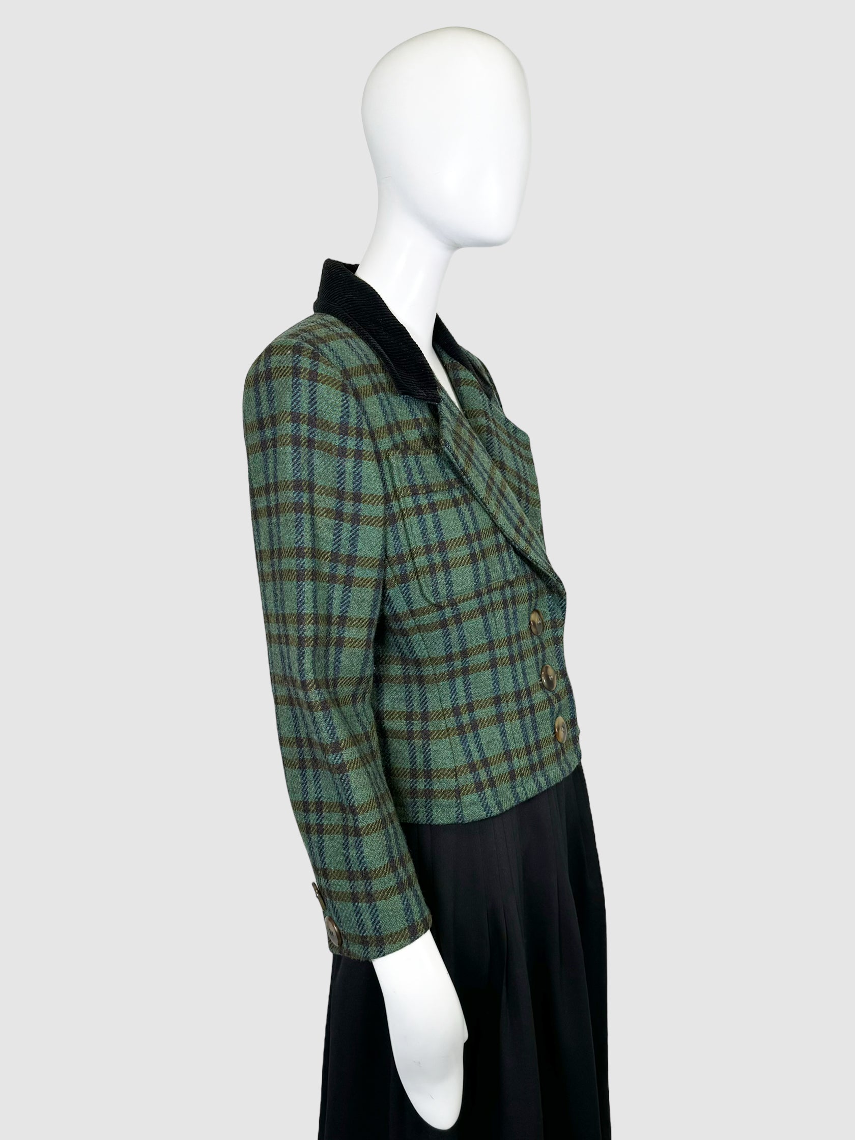 Wool Tartan Blazer - Size 38