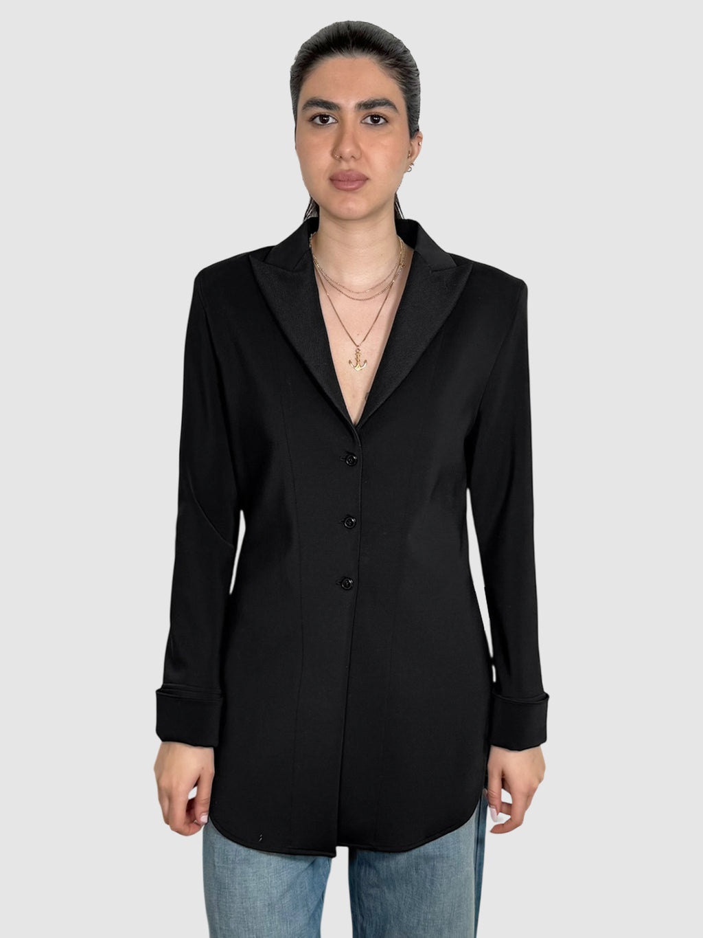 Cinched Button-Up Blazer