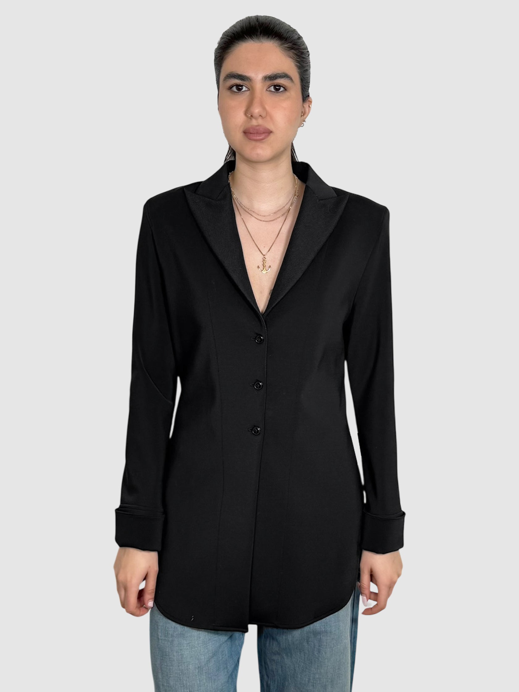 Cinched Button-Up Blazer