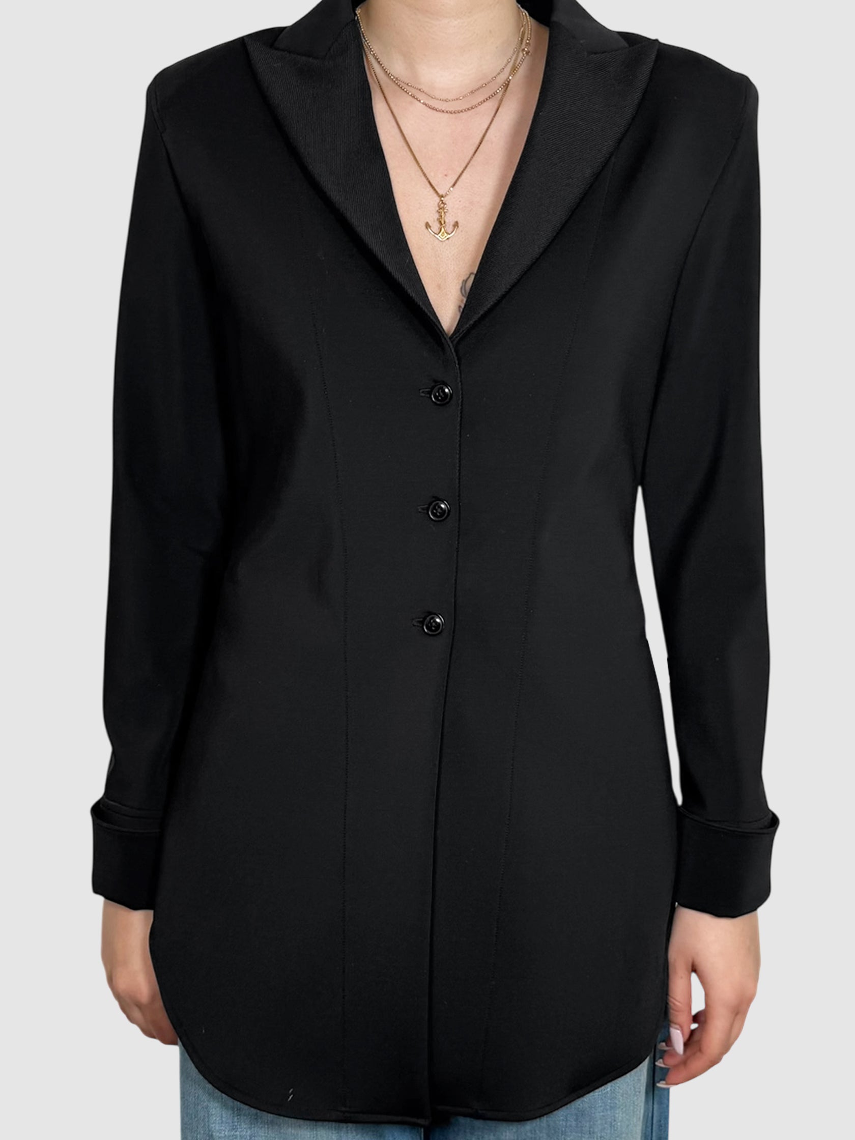 Cinched Button-Up Blazer