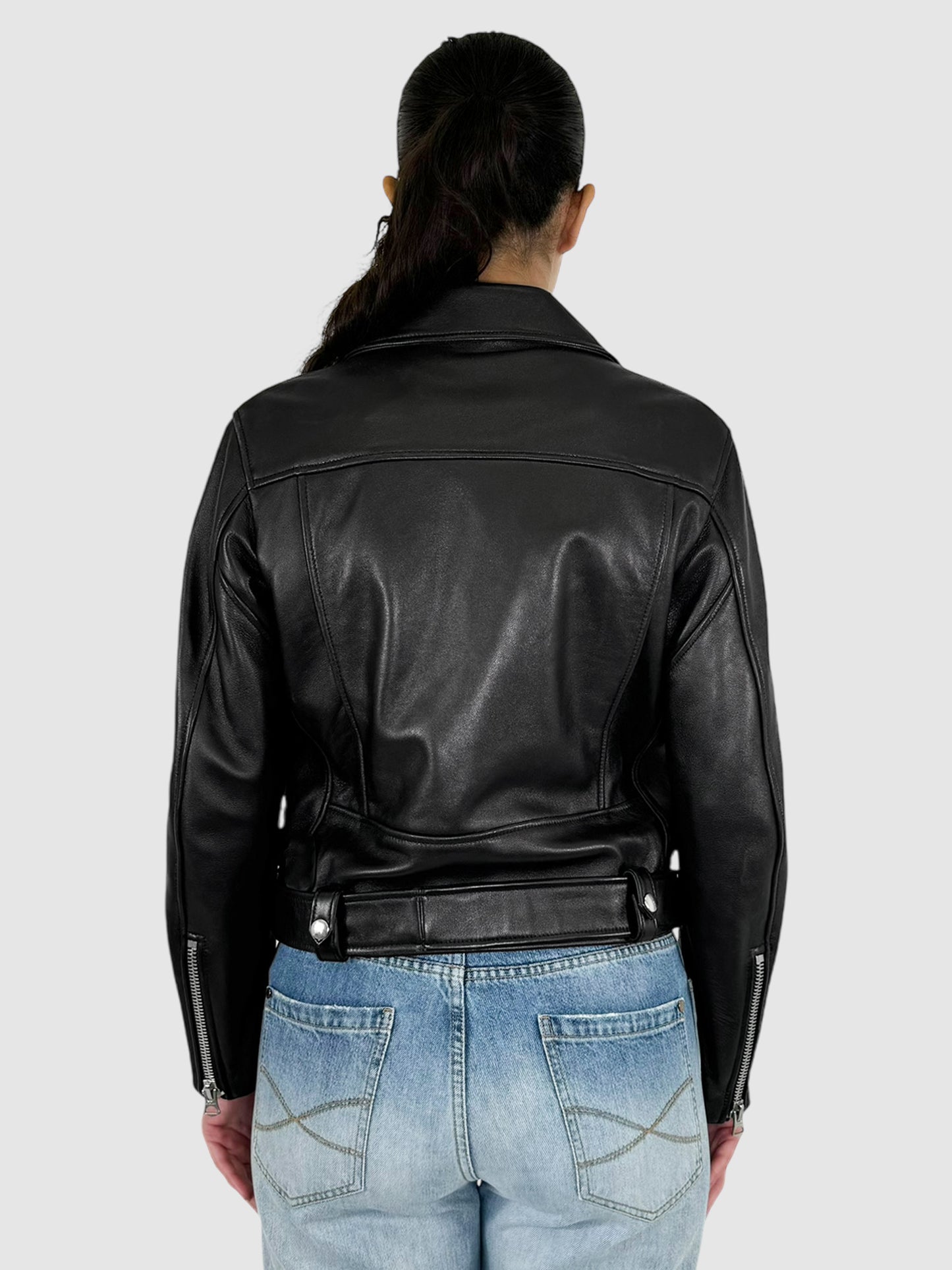 Leather Moto Jacket - Size M