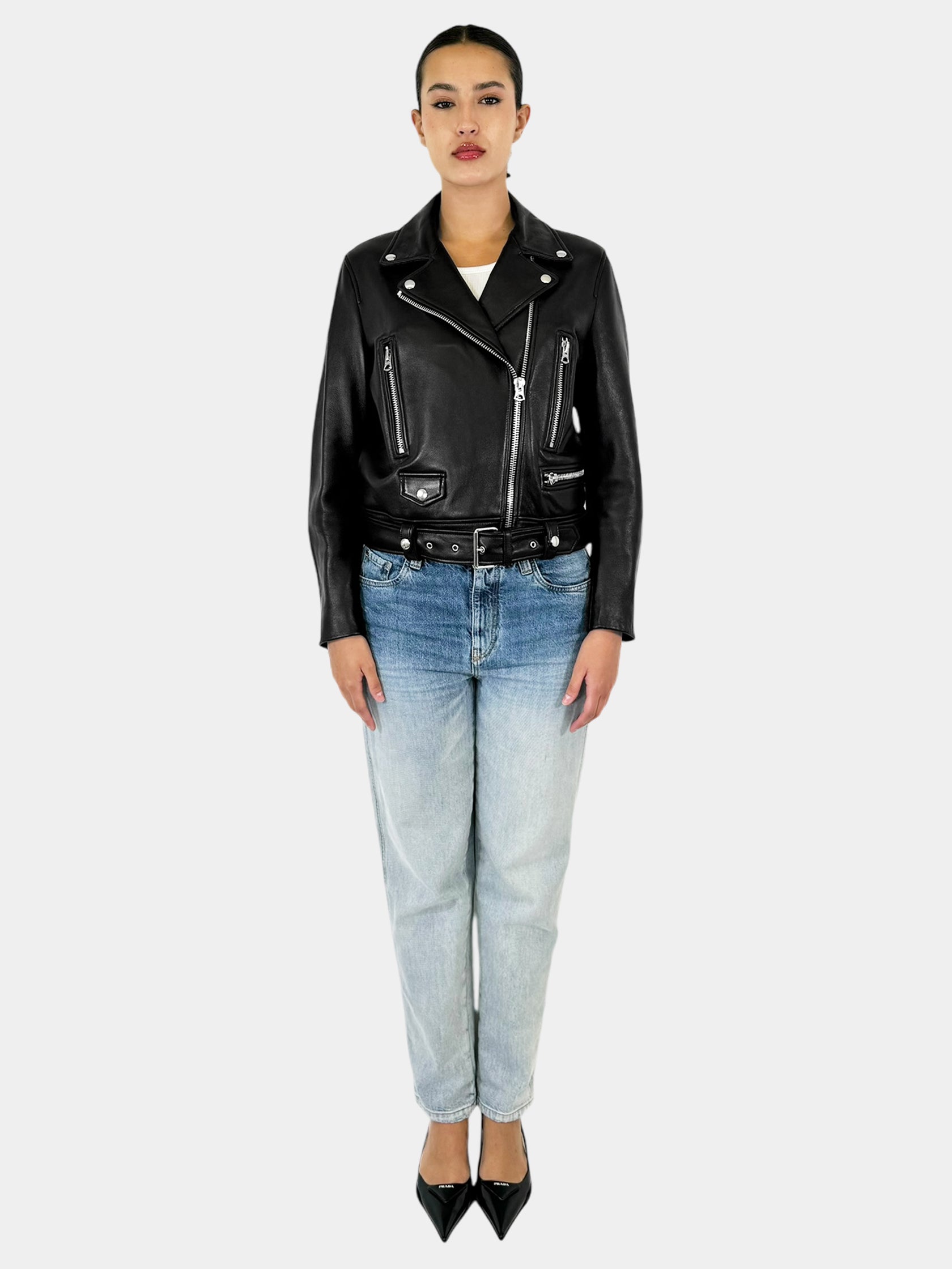 Leather Moto Jacket - Size M