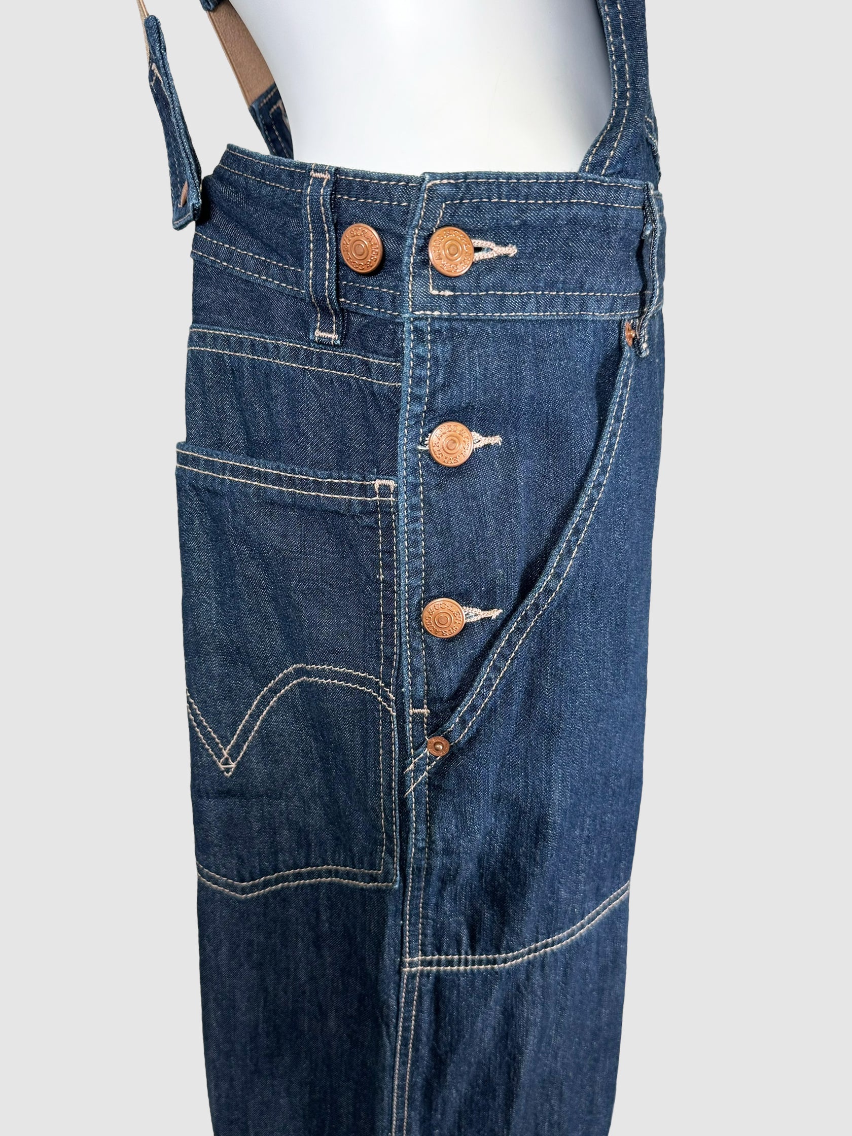 Denim Contrast Stitch Overalls