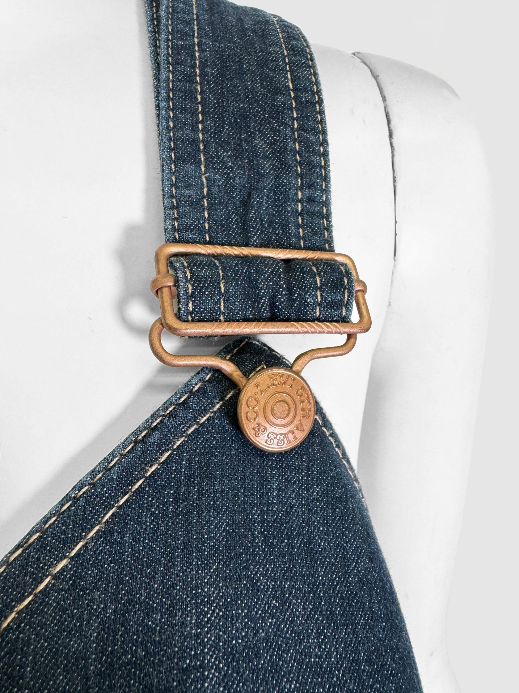 Denim Contrast Stitch Overalls