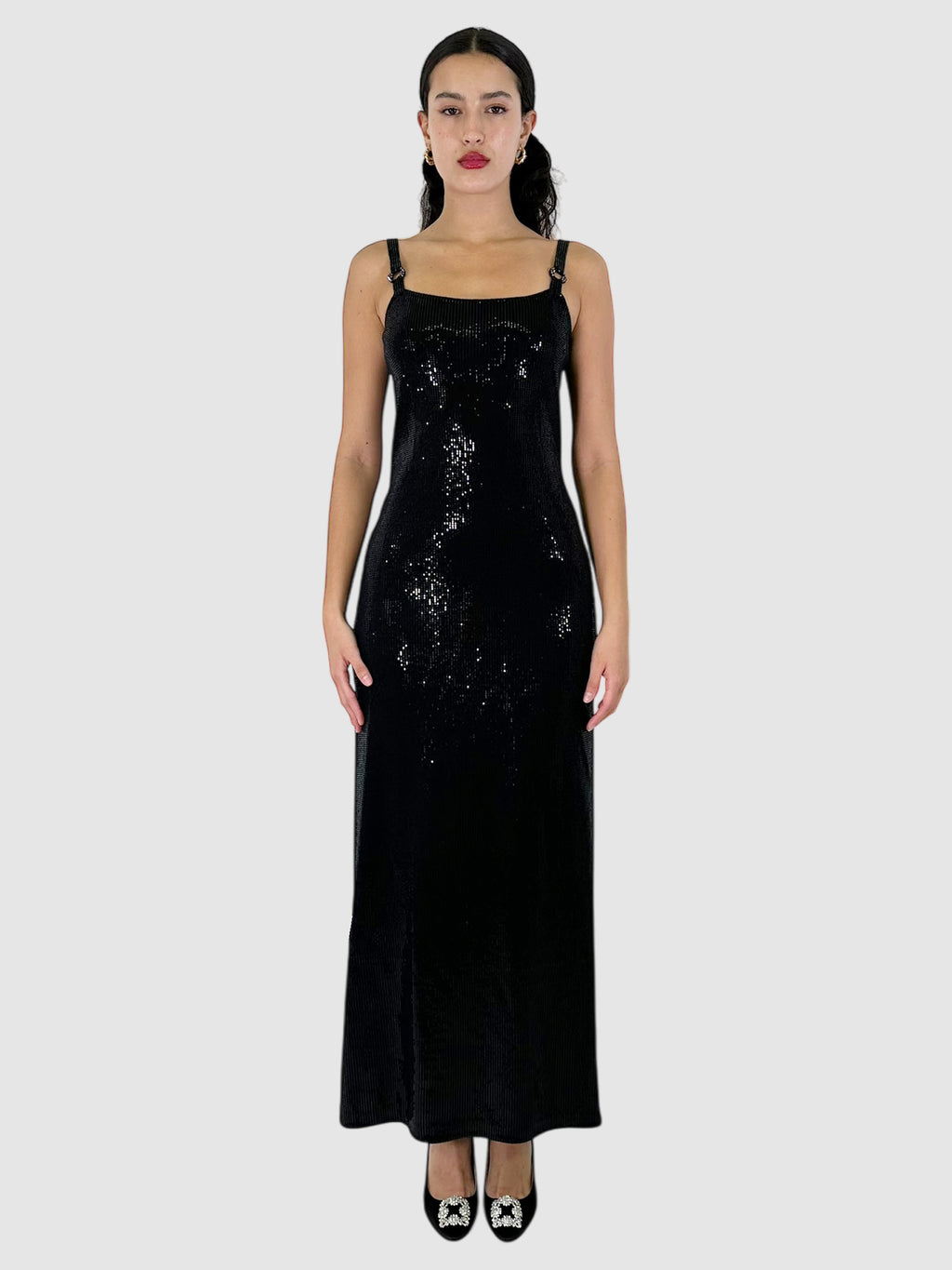 Sequinned Maxi Dress with Sheer Shawl - Size 6