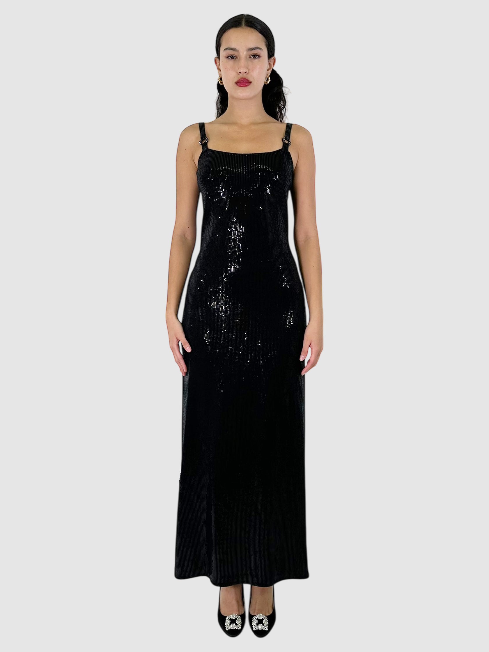 Sequinned Maxi Dress with Sheer Shawl - Size 6