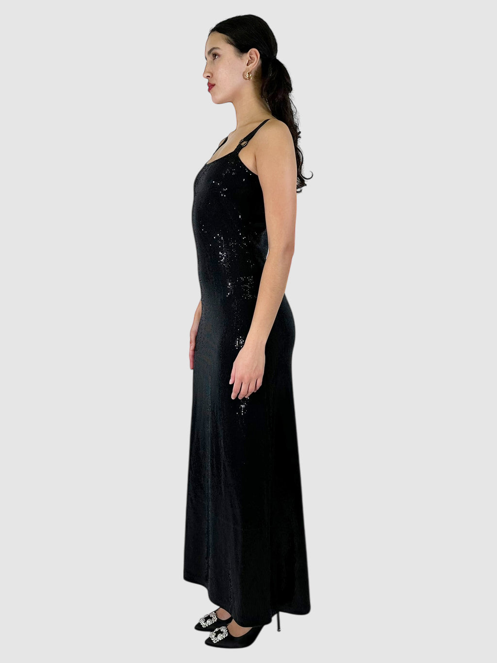 Sequinned Maxi Dress with Sheer Shawl - Size 6