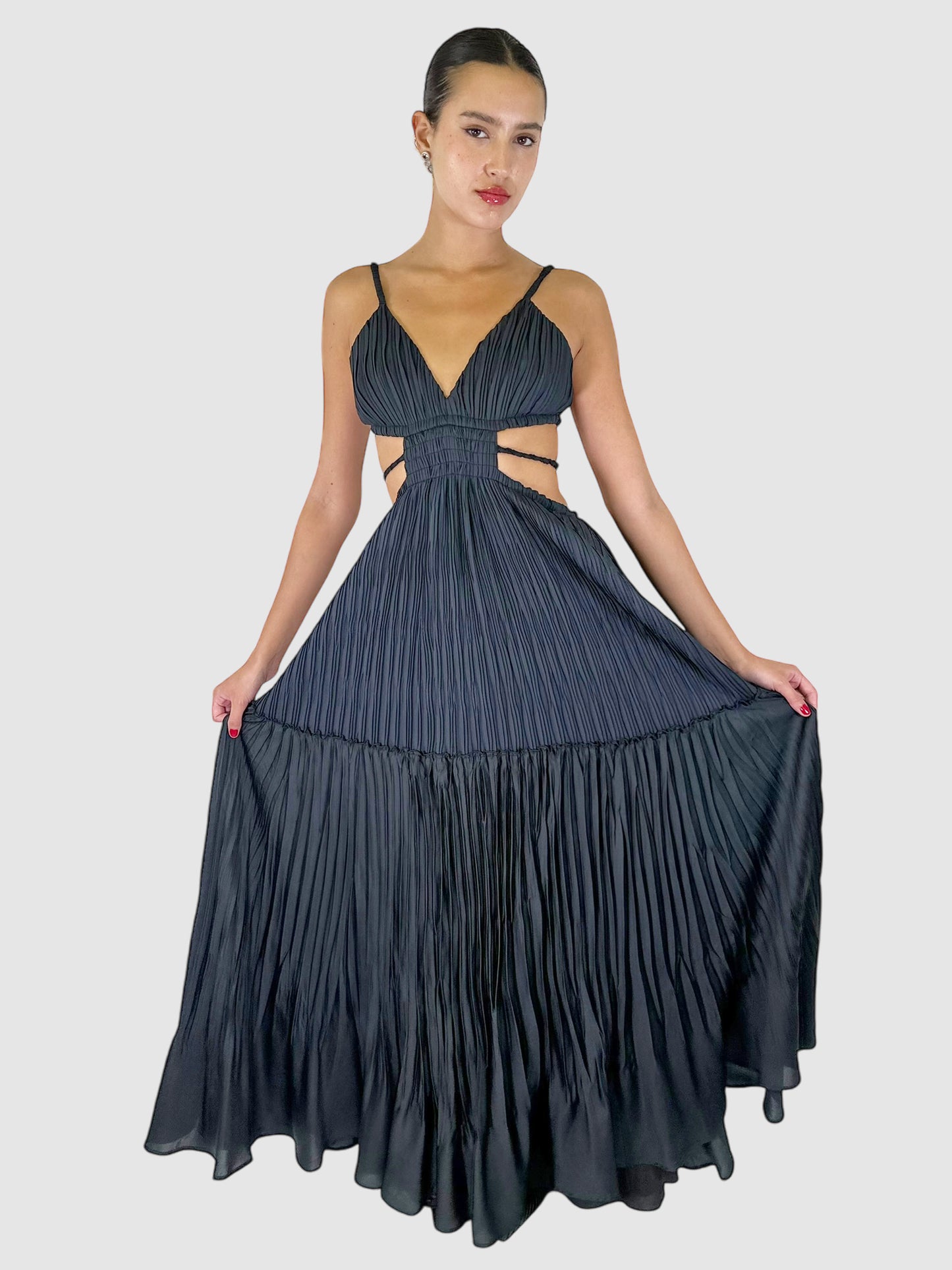 Strappy Pleated Maxi Dress - Size 4