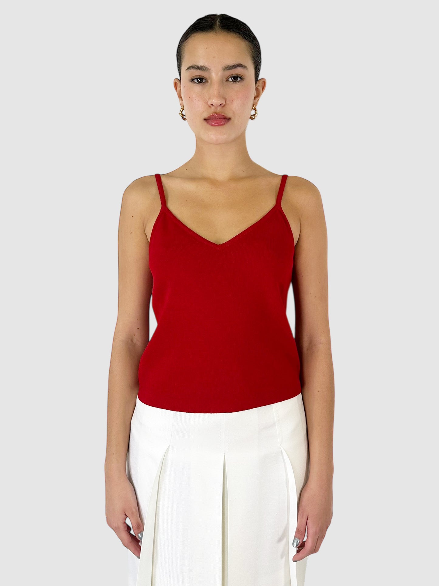 Spaghetti Strap V-Neck Tank Top - Size S