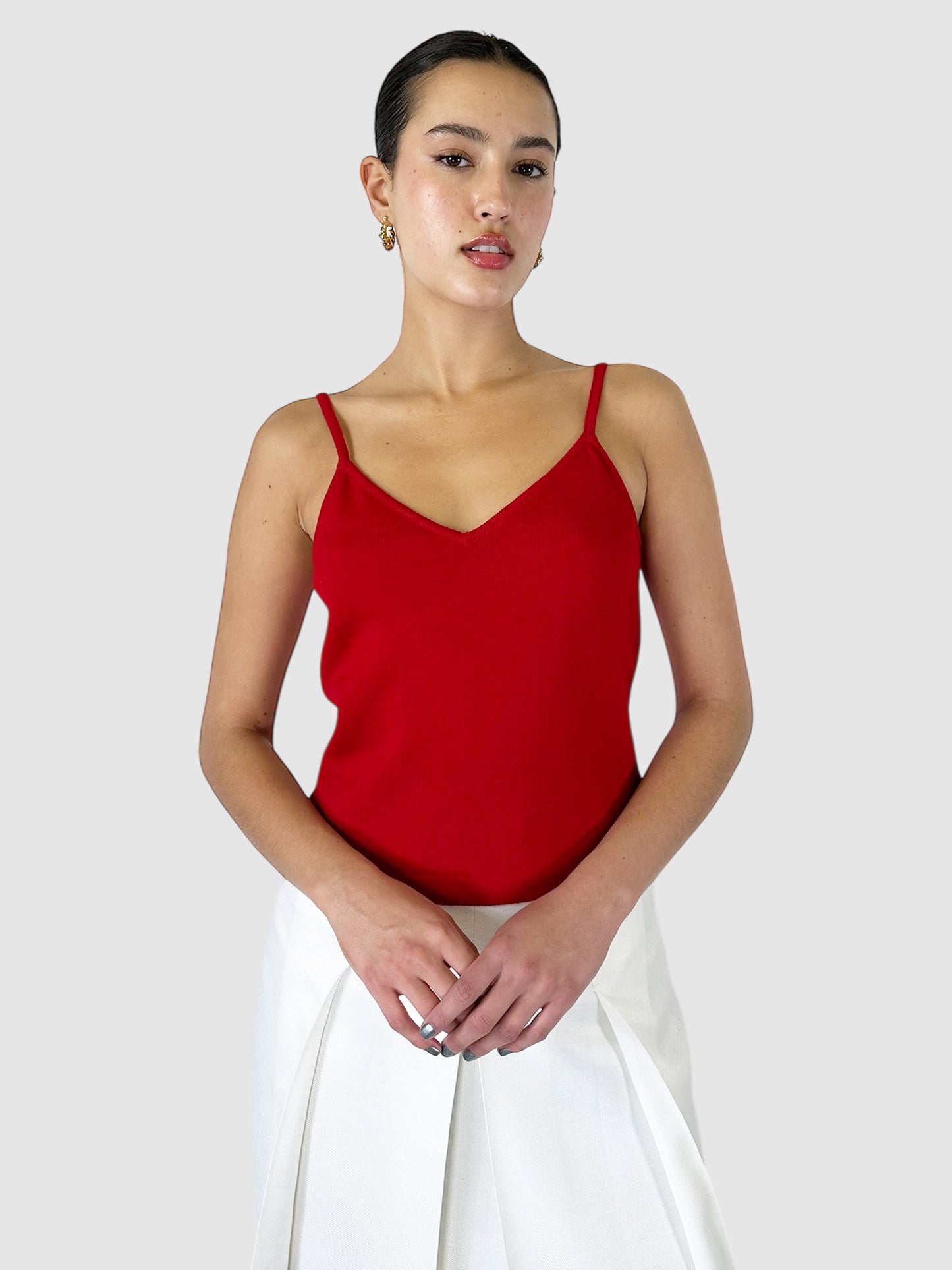 Spaghetti Strap V-Neck Tank Top - Size S