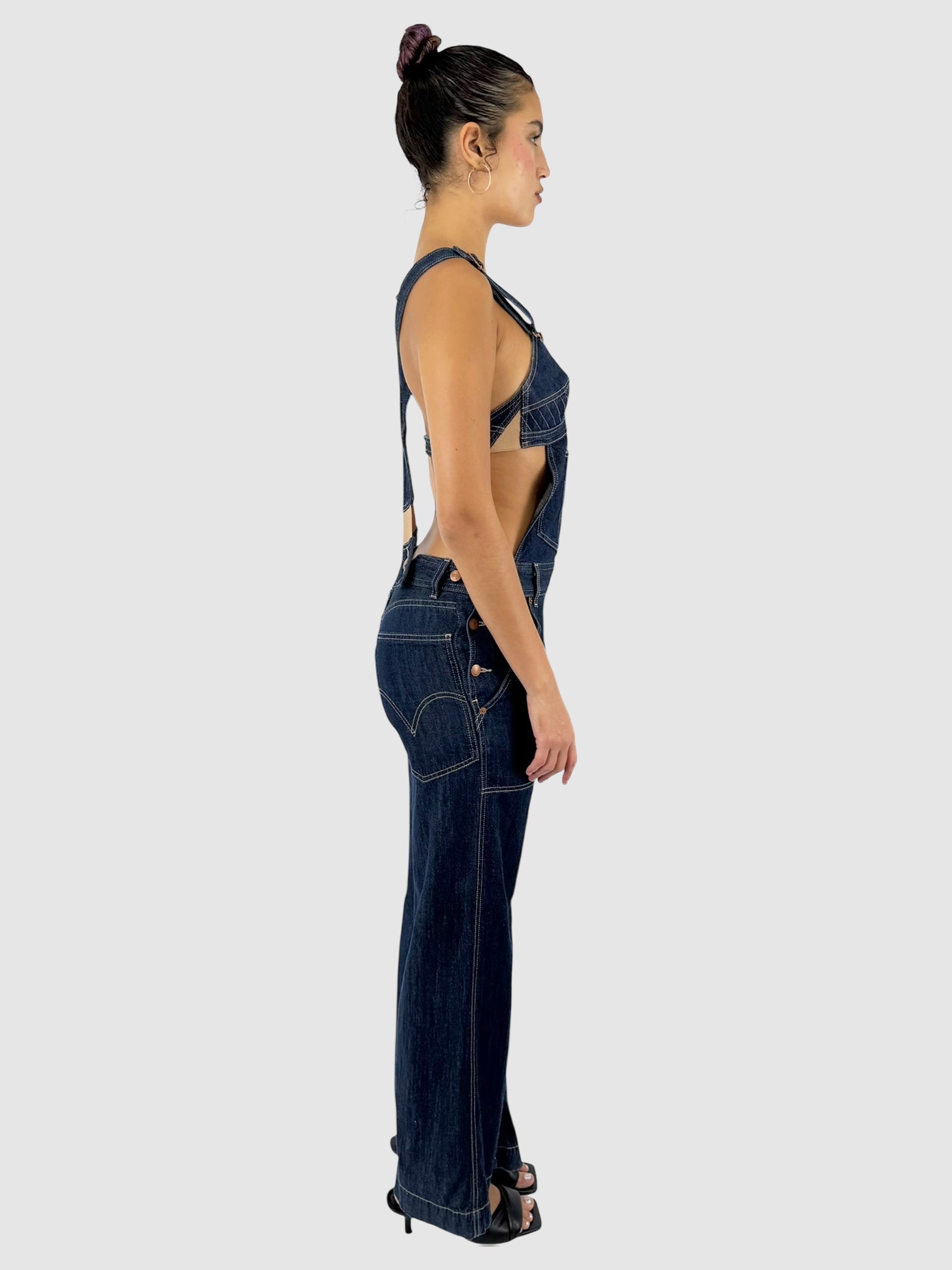 Denim Contrast Stitch Overalls