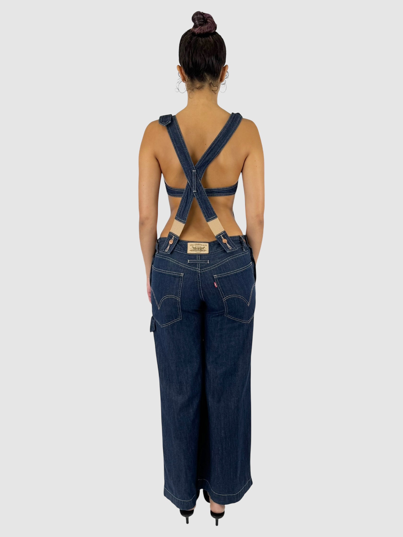 Denim Contrast Stitch Overalls