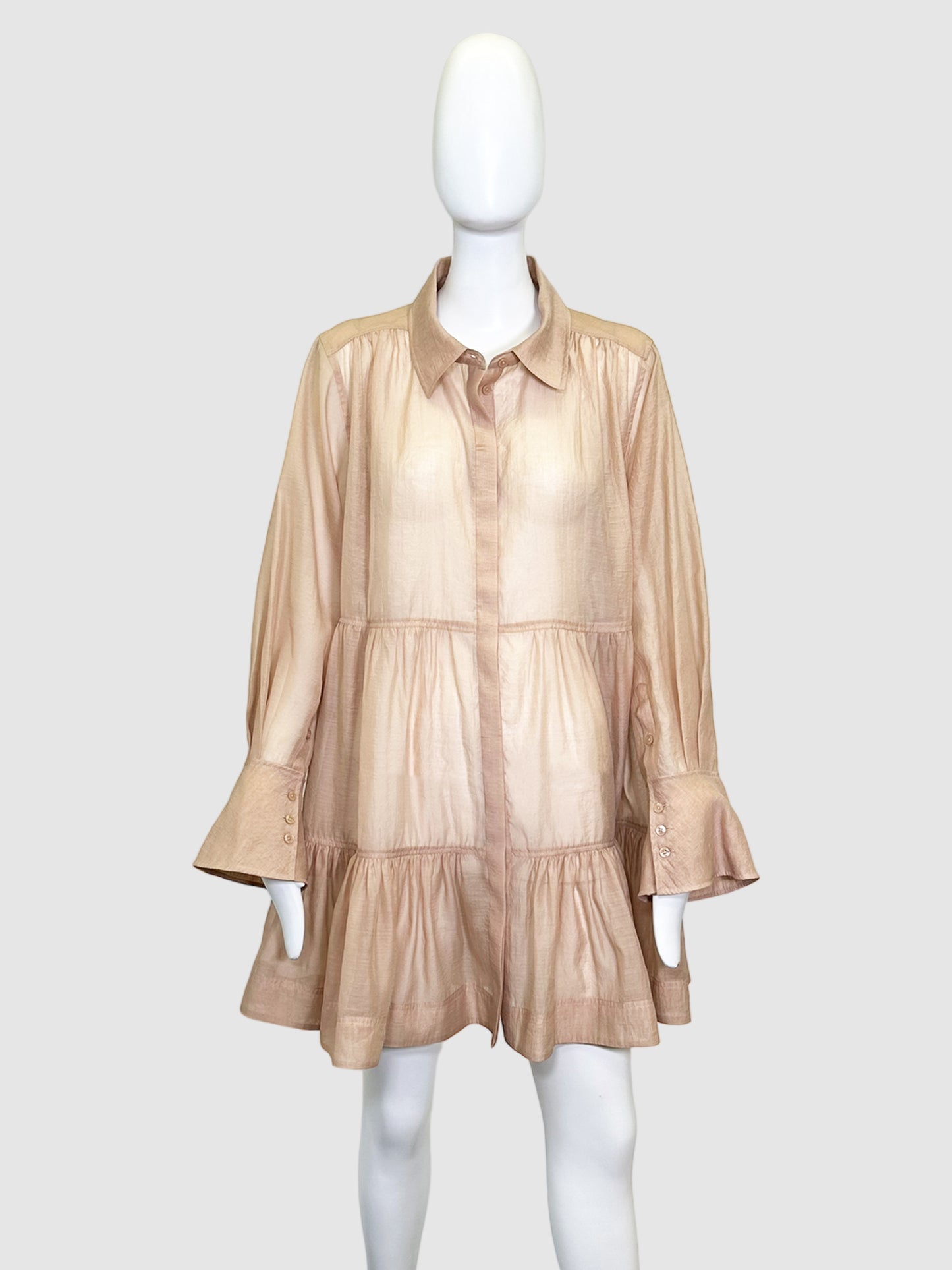 Jonathan Simkhai Sheer Shirt Dress - Size L