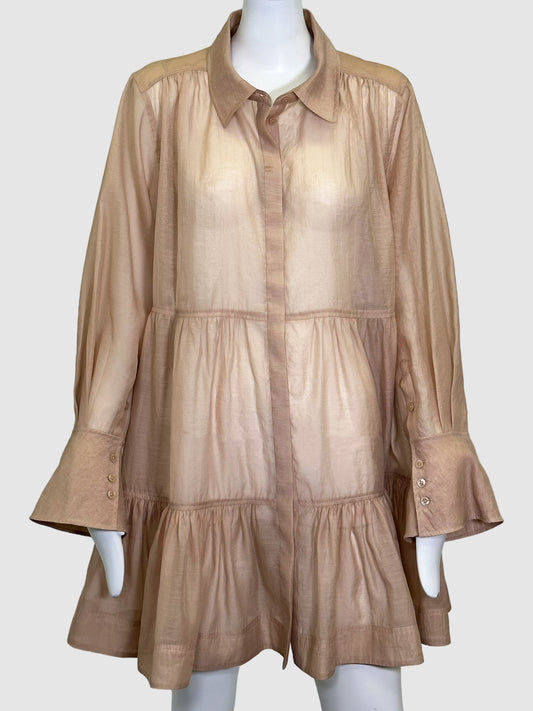 Jonathan Simkhai Sheer Shirt Dress - Size L