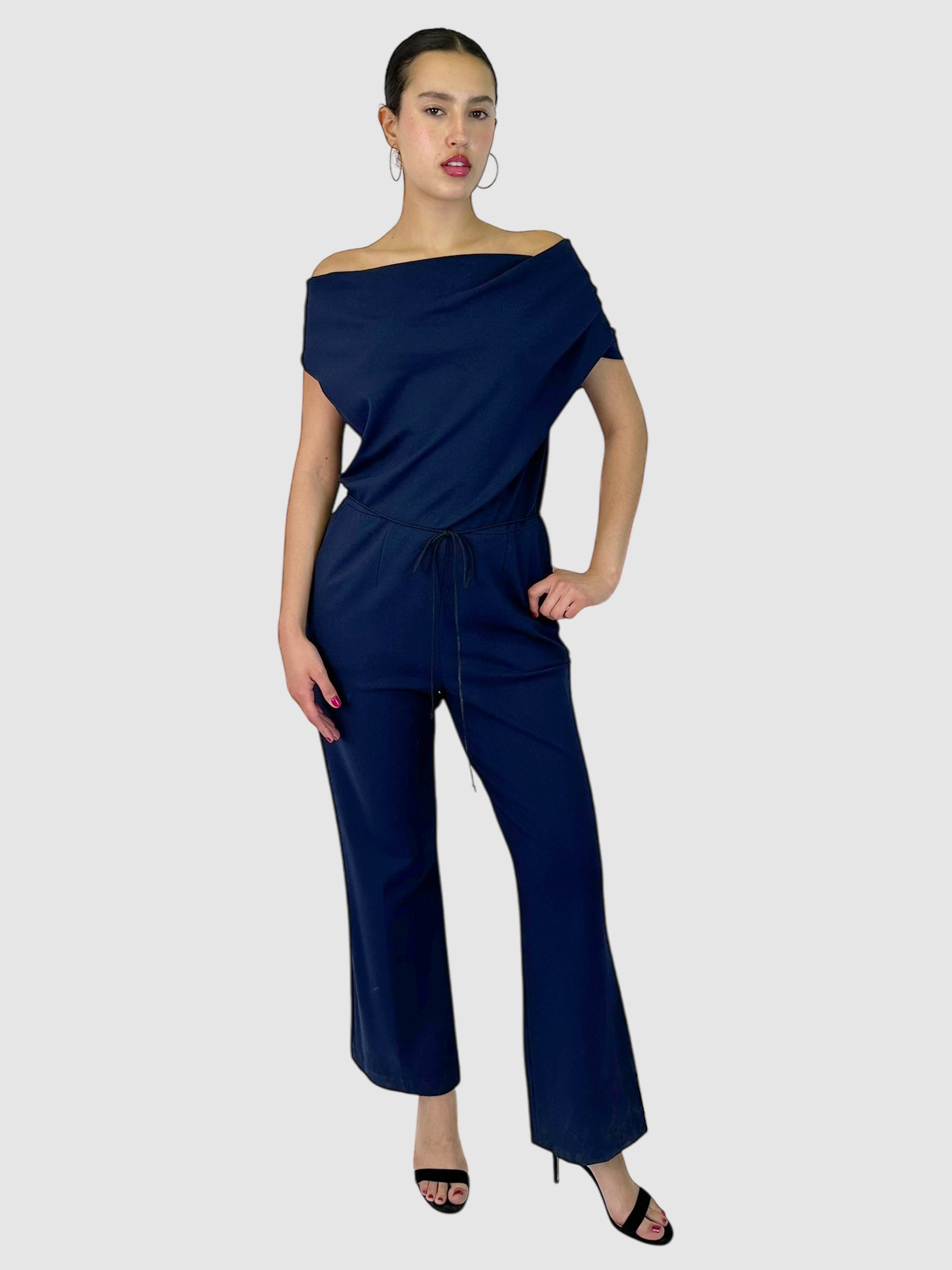 Wide Leg Belted Jumpsuit - Size 42