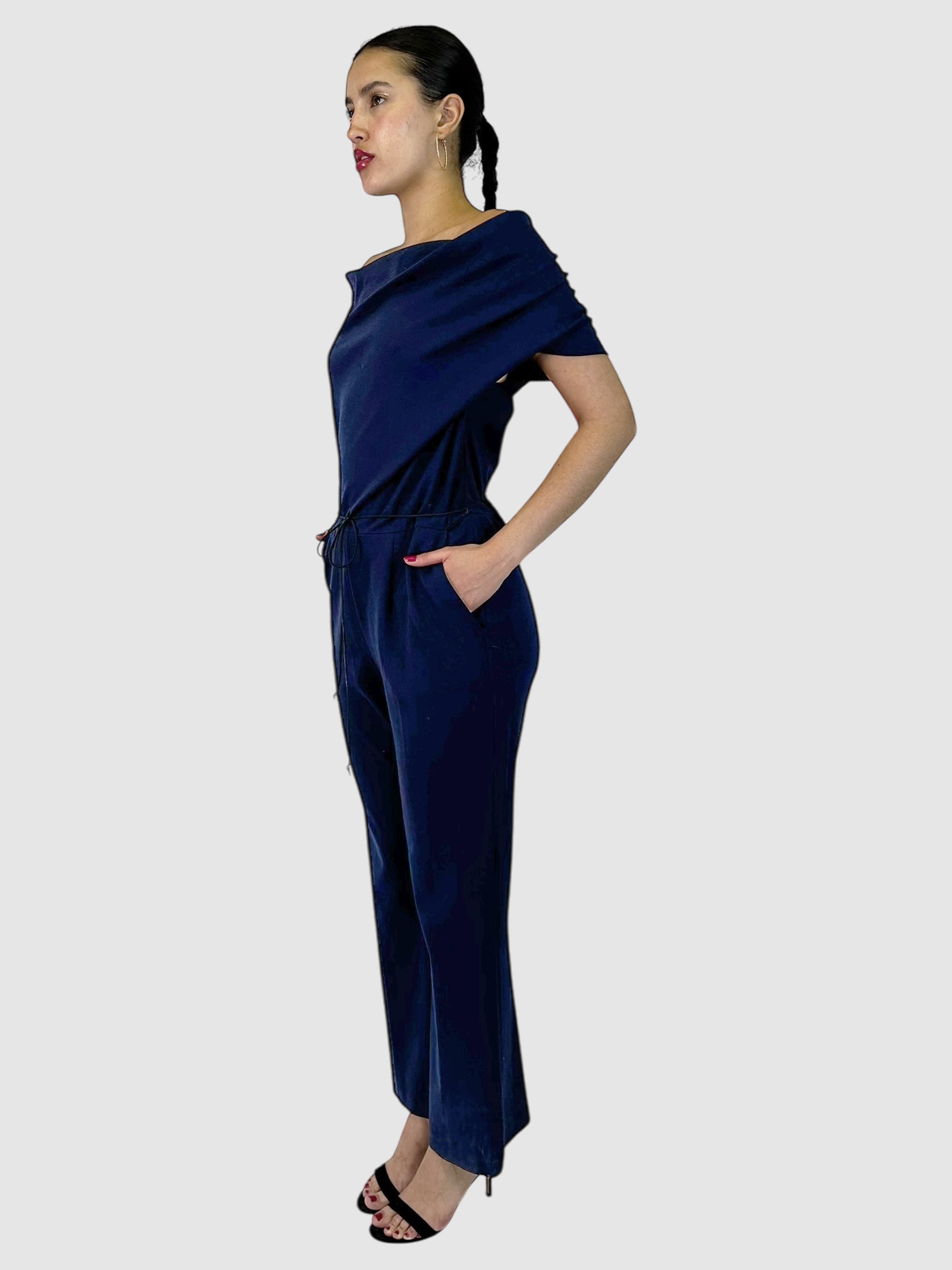Wide Leg Belted Jumpsuit - Size 42