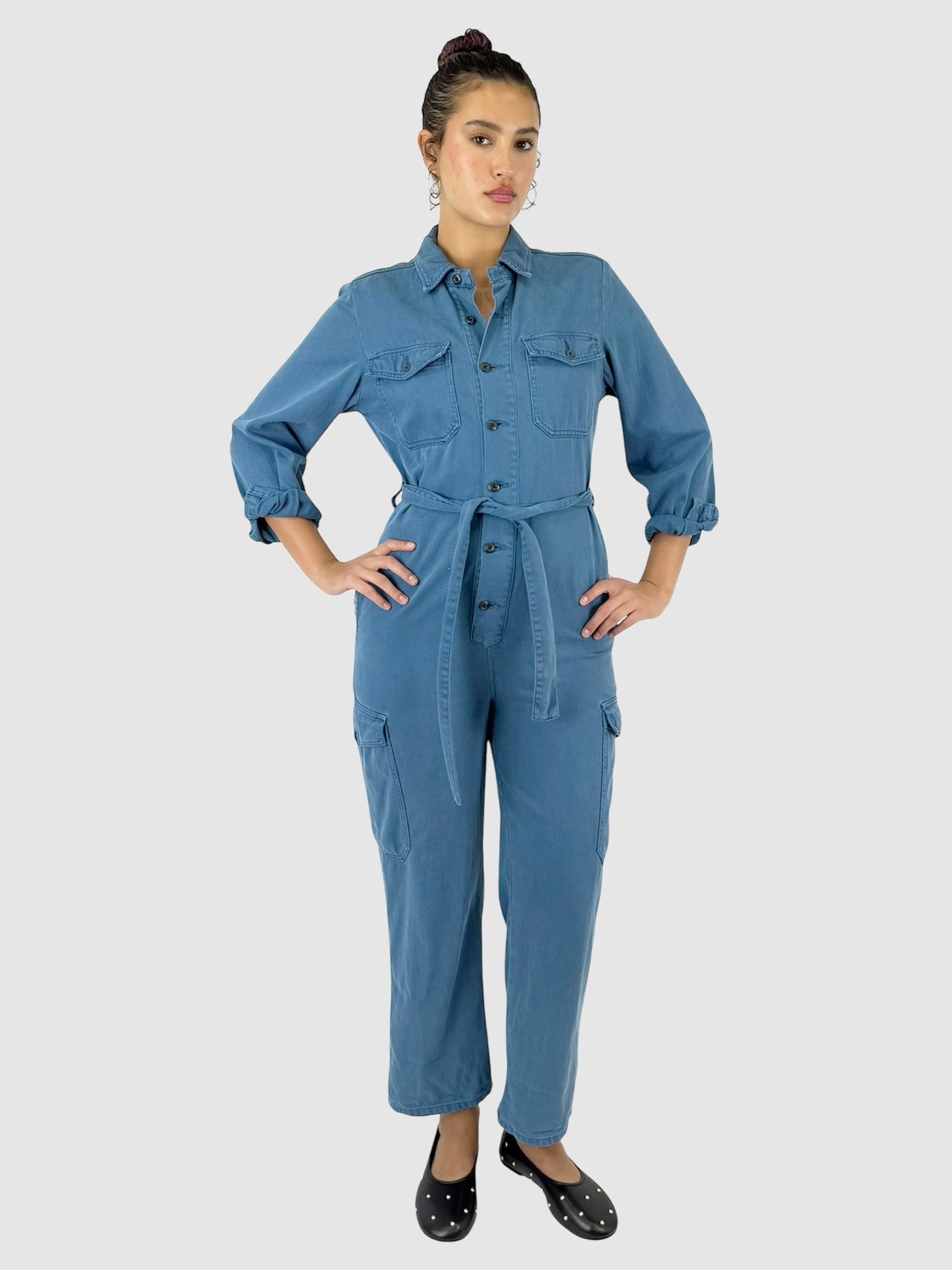 Denim Button-Up Jumpsuit