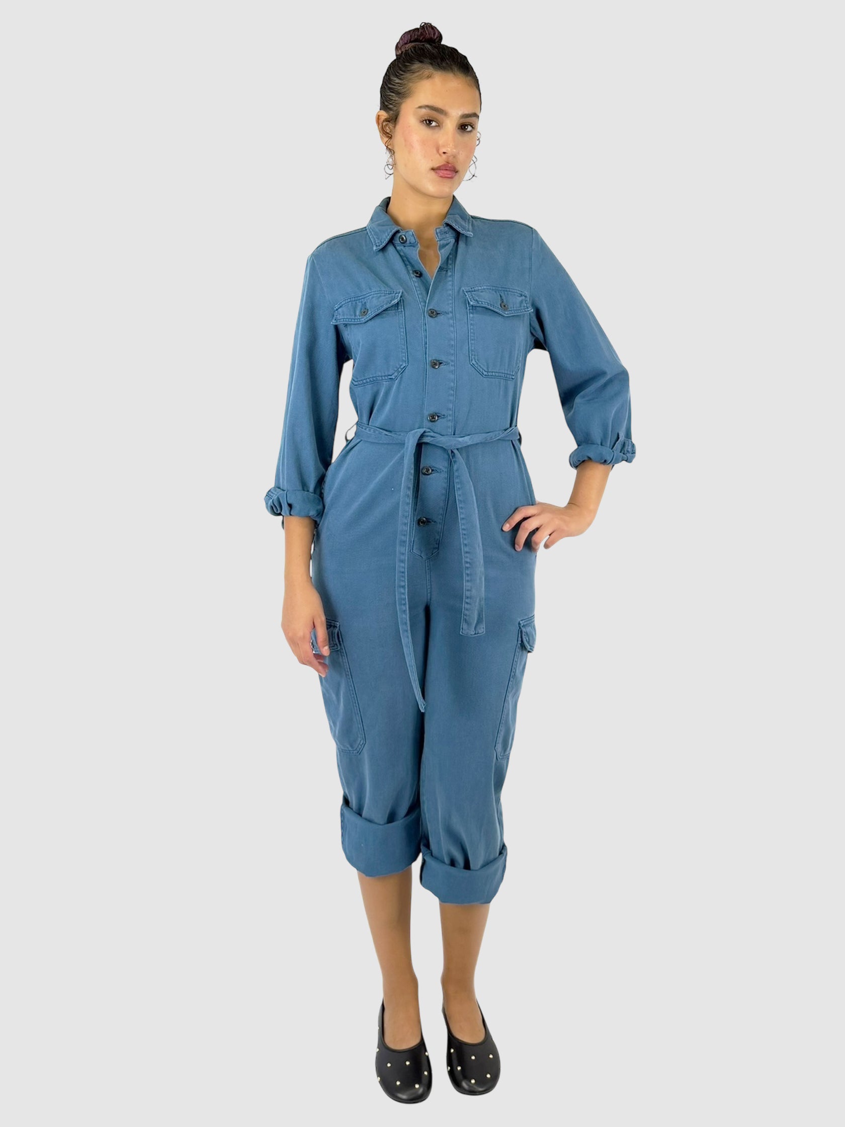 Denim Button-Up Jumpsuit