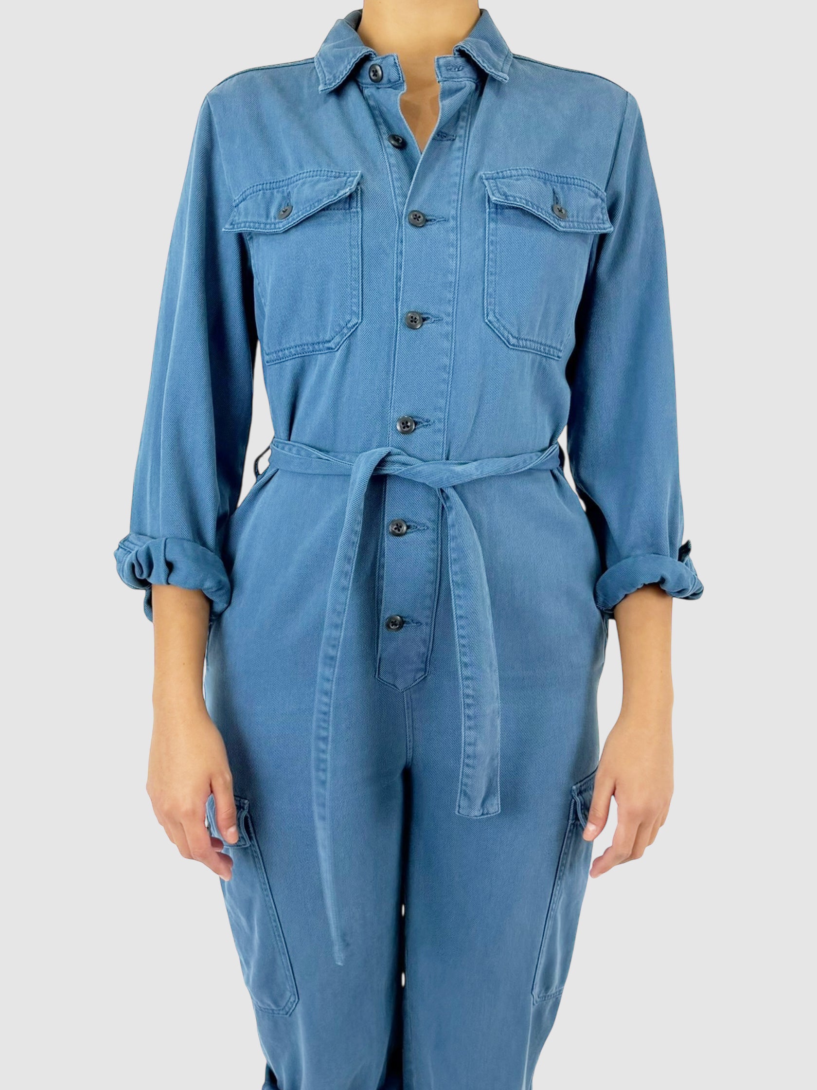 Denim Button-Up Jumpsuit