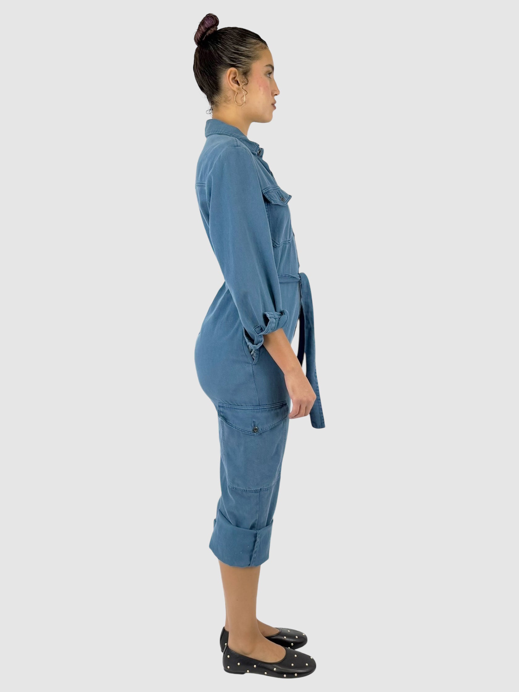 Denim Button-Up Jumpsuit