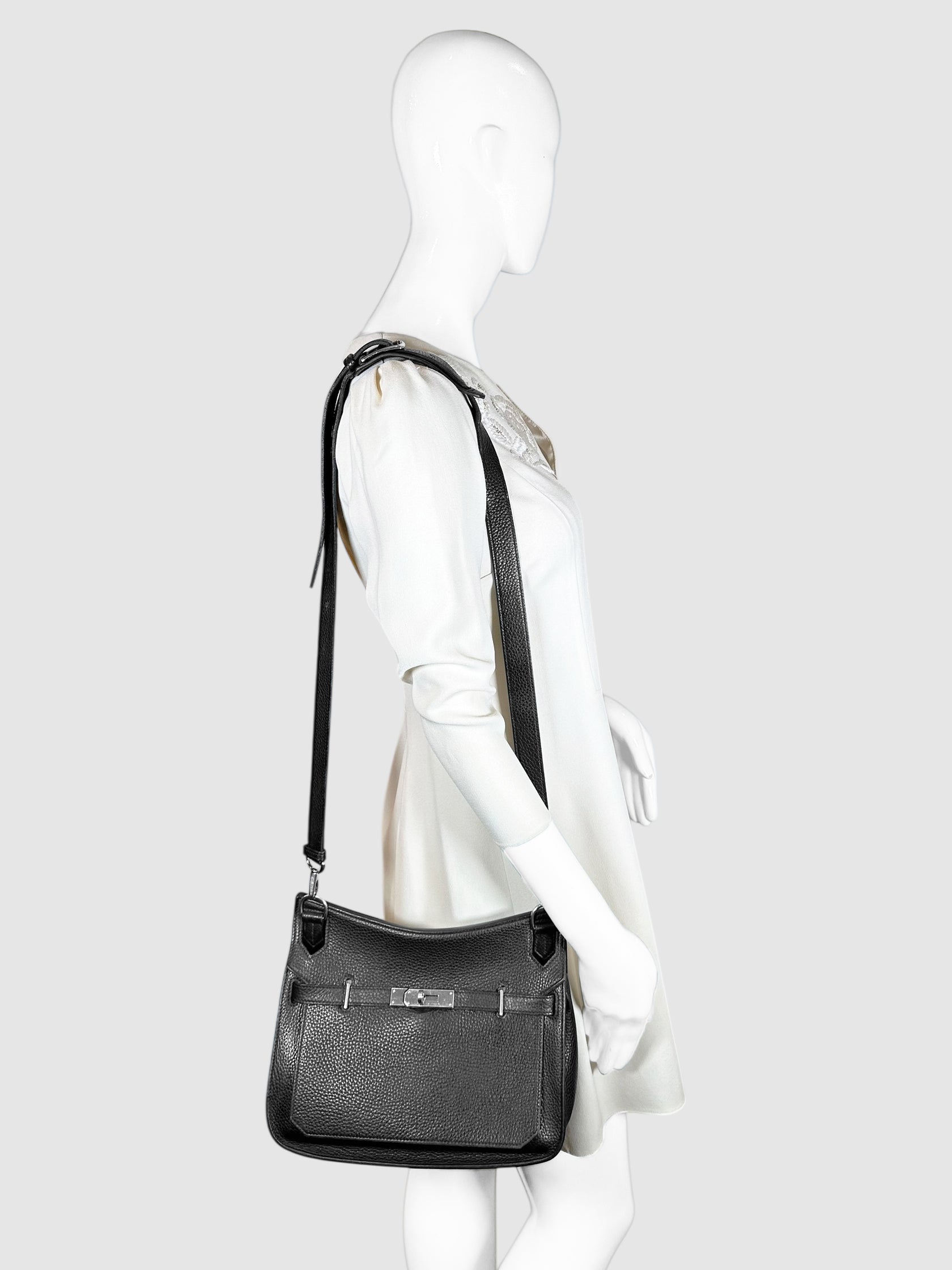 Hermès Black Clemence Leather Jypsiere 28 Crossbody Bag Luxury Designer Resale Consignment Secondhand Toronto Hermes