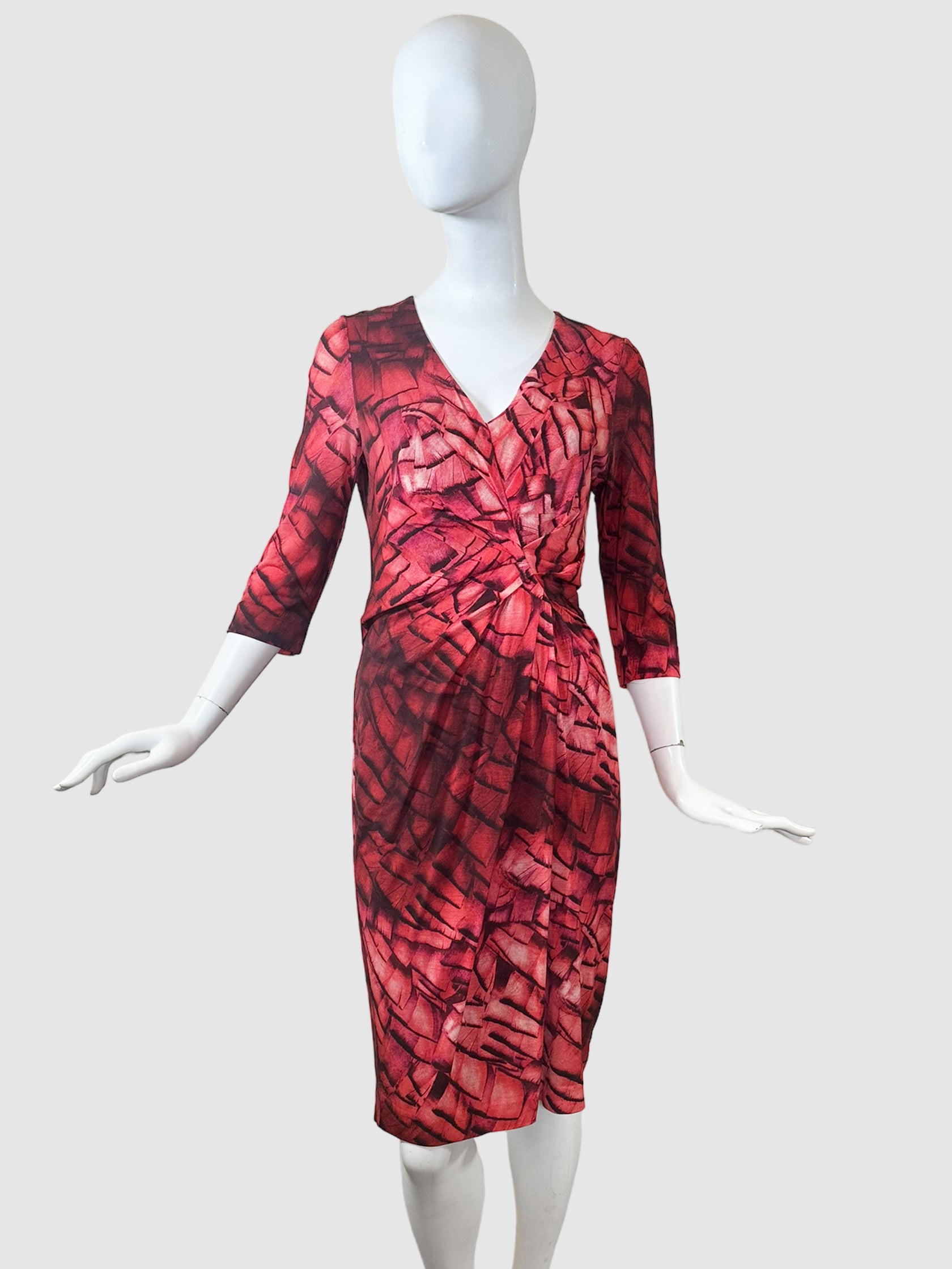Printed Wrap-Like Dress - Size 40(M)