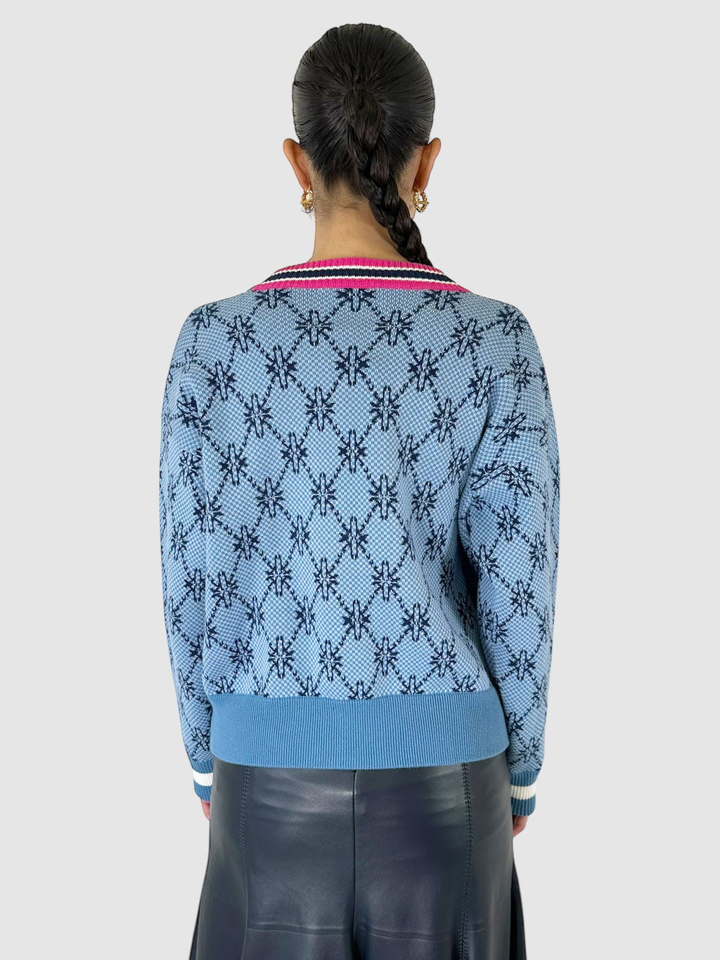 Patterned V-Neck Liv Cardigan - Size L