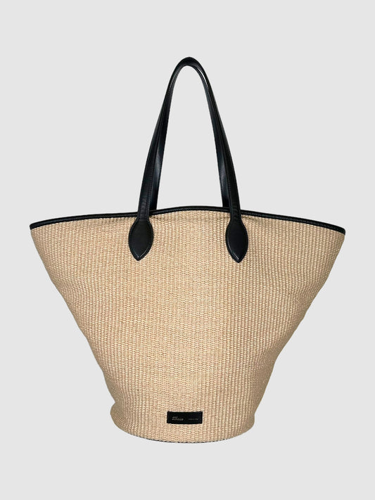 Khaite Osa Raffia Tote Bag with Black Leather Trim Consignment Secondhand Designer Luxury Resale Toronto Trendy