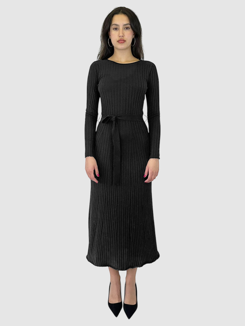 Wool Long Sleeve Maxi Dress - Size Small