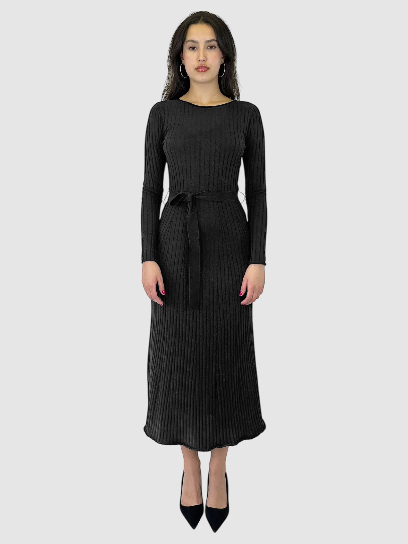 Wool Long Sleeve Maxi Dress - Size Small