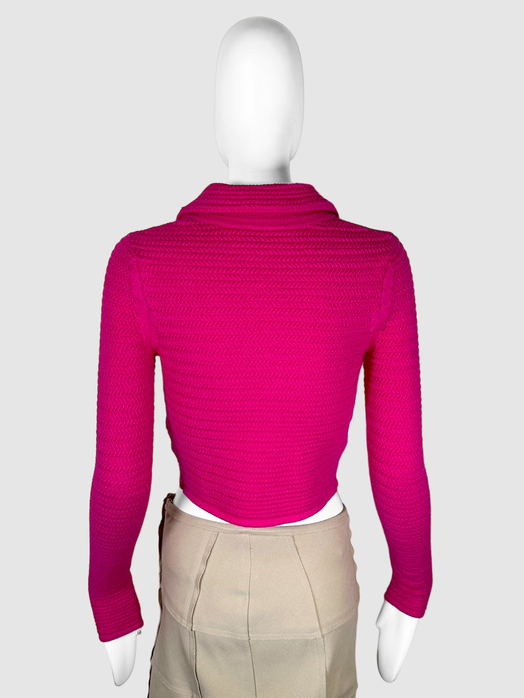 Knit Cropped Collared Cardigan - Size XS