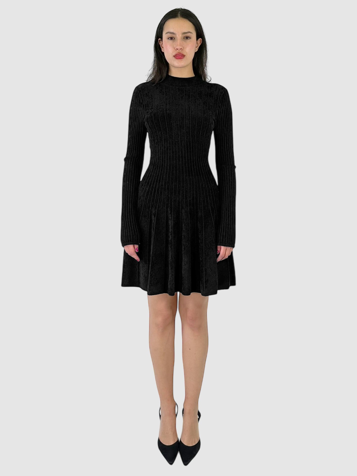 Knit Mock Neck Mini Dress - Size M