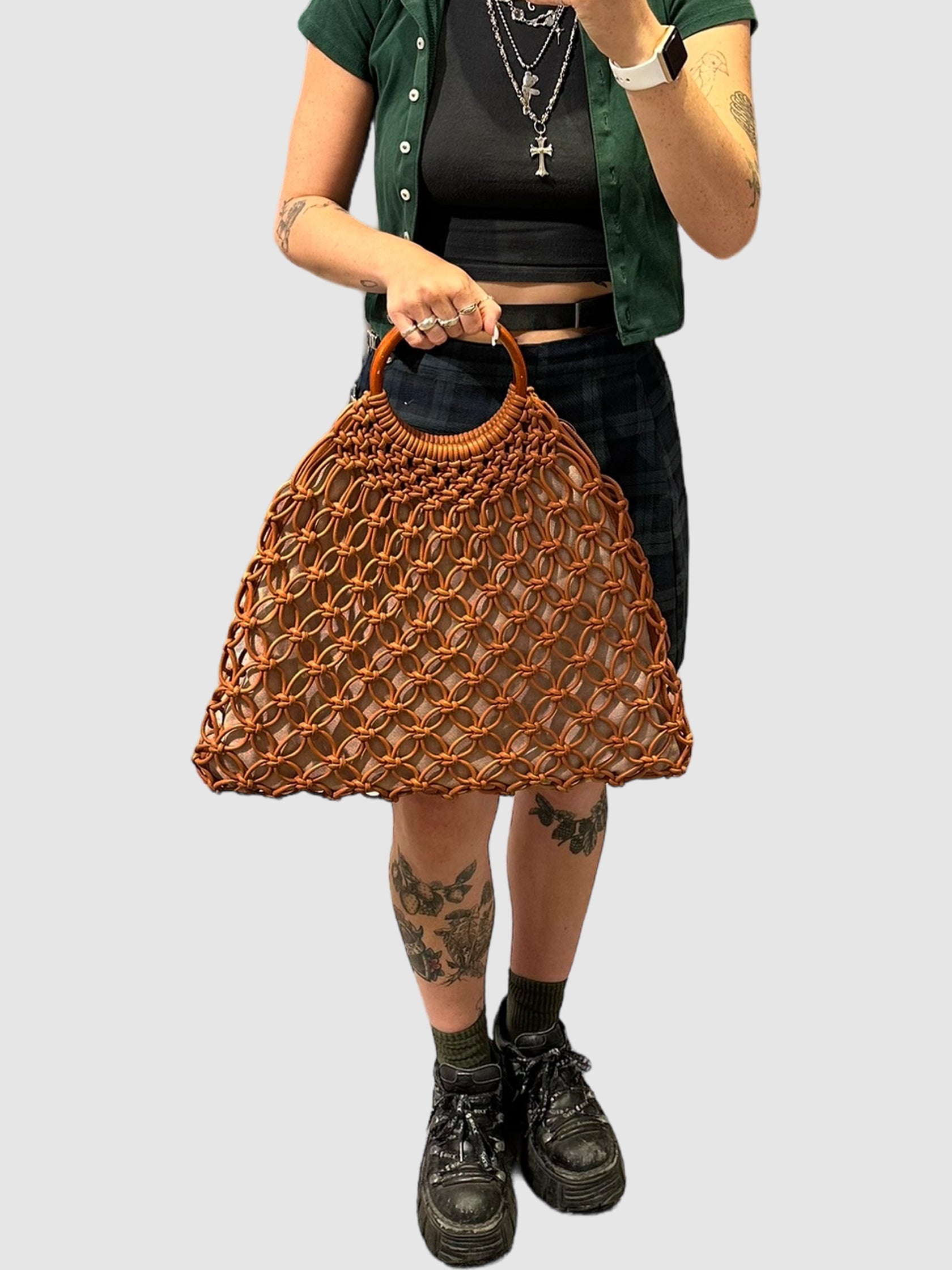 Michael Kors Brown and Beige Cooper Woven Leather Tote Consignment Secondhand Designer Luxury Resale Toronto Trendy