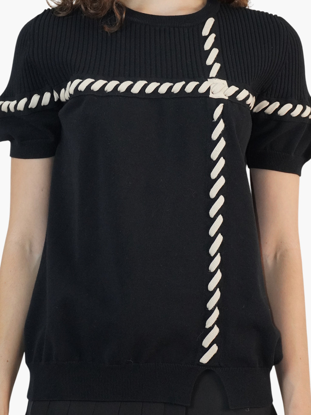 Ribbed Lace-Up Top