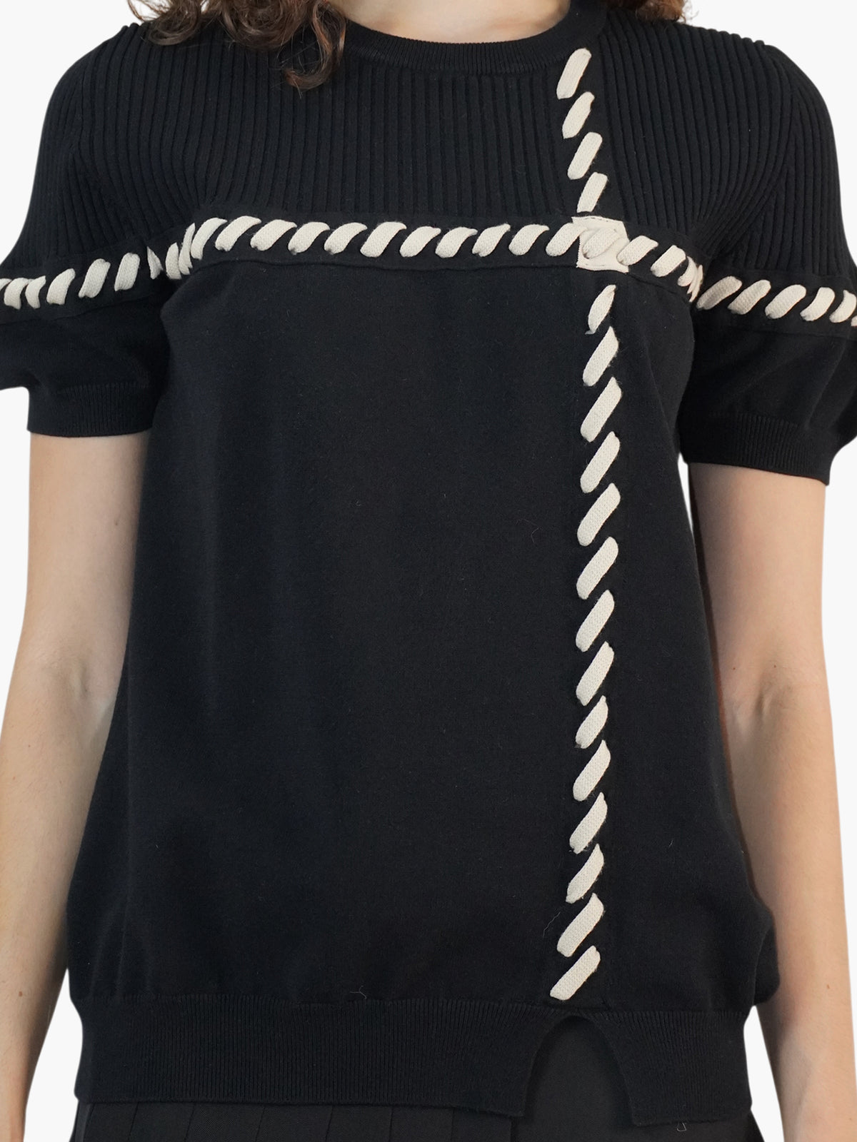 Ribbed Lace-Up Top