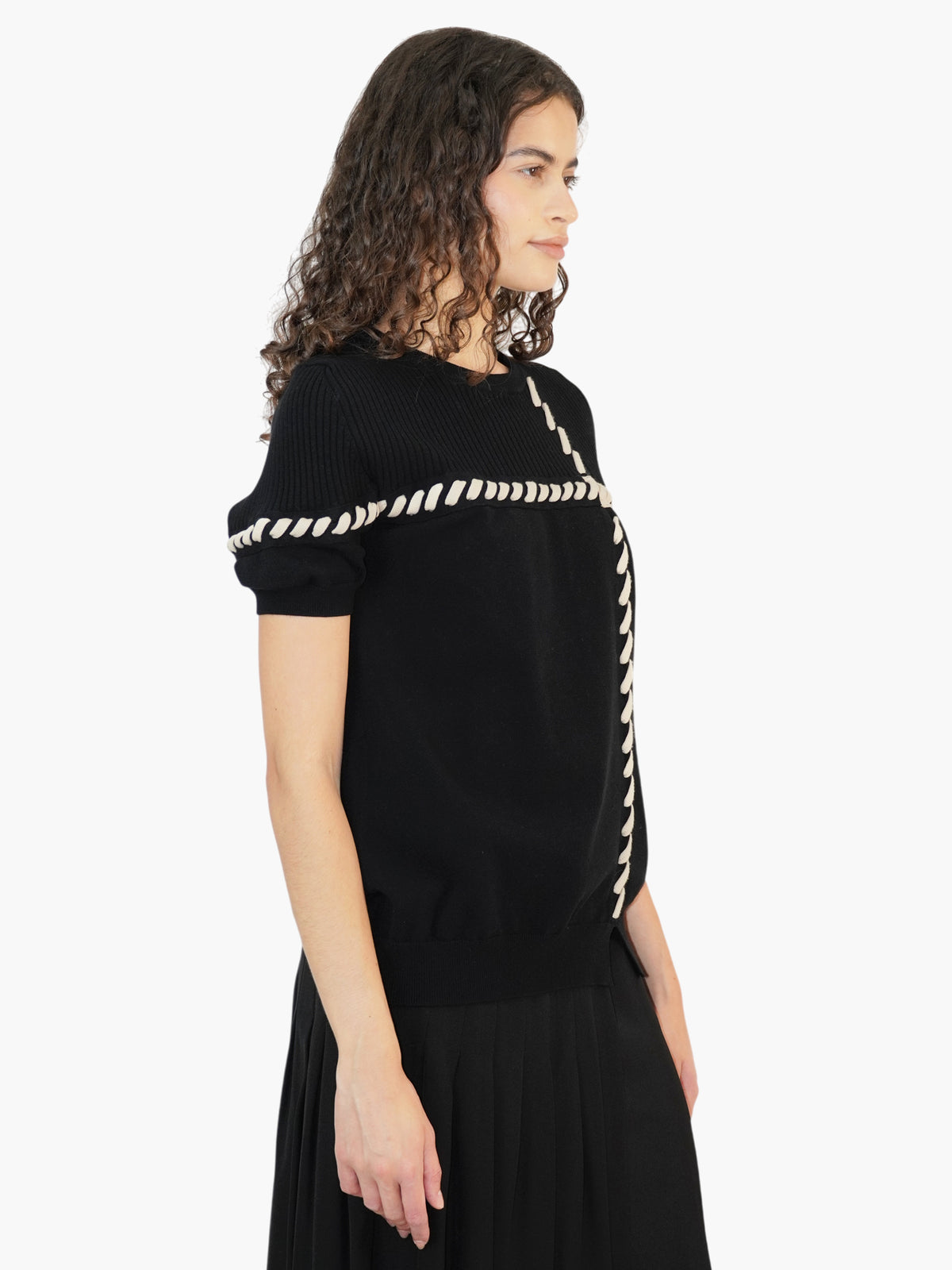 Ribbed Lace-Up Top