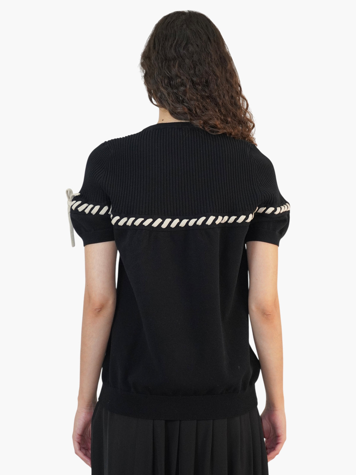 Ribbed Lace-Up Top