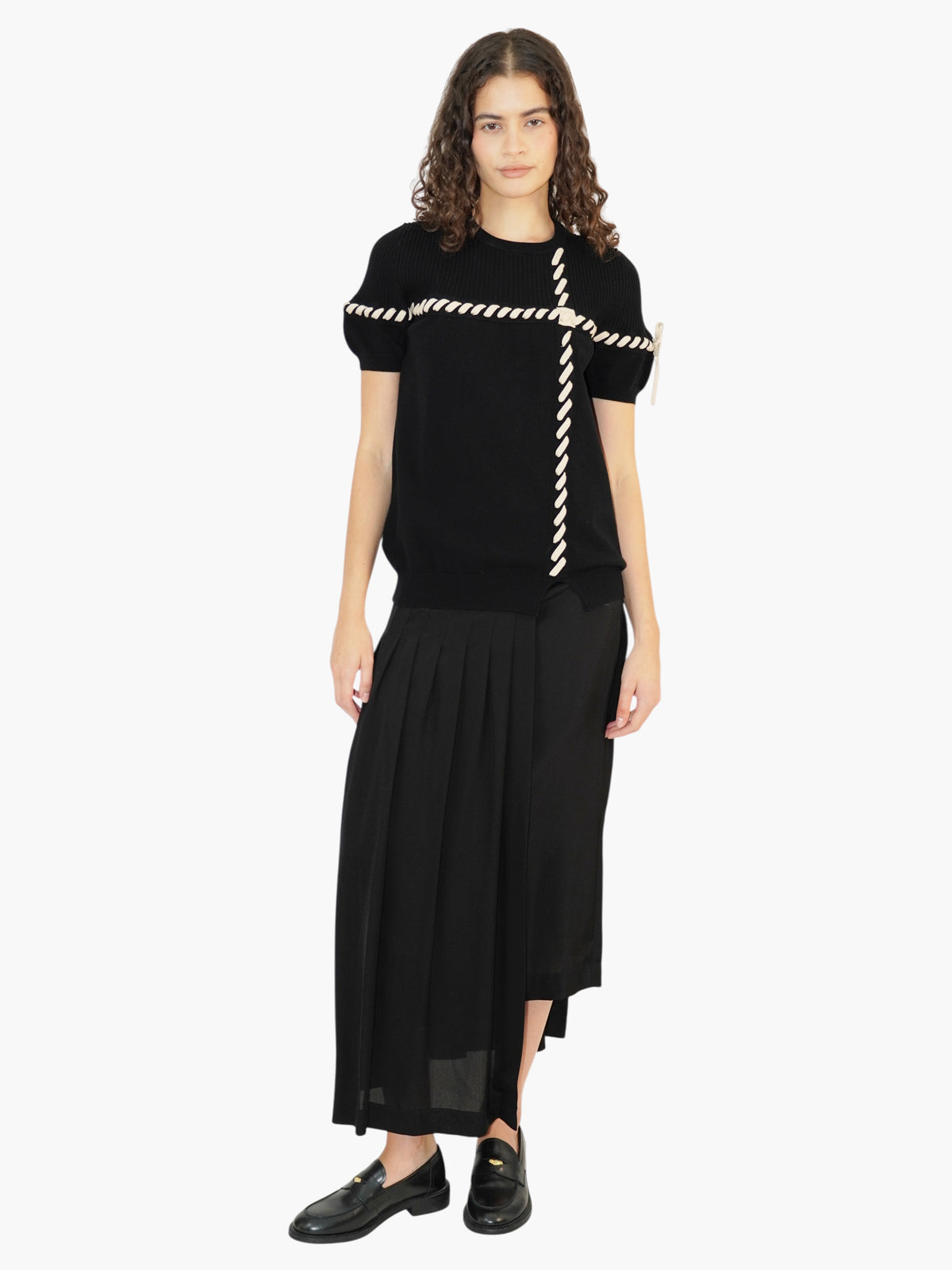 Ribbed Lace-Up Top