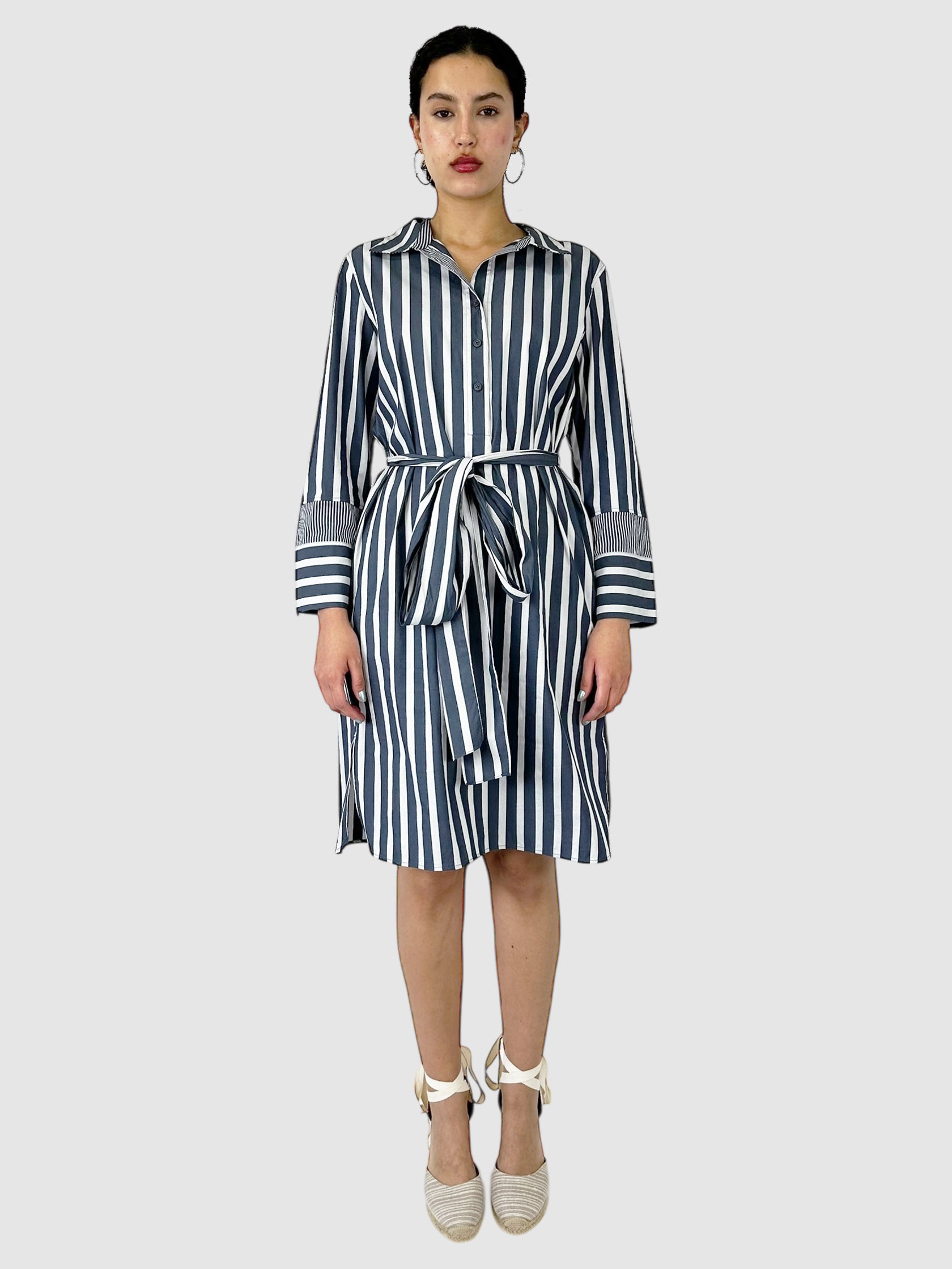 Striped Belted Midi Dress