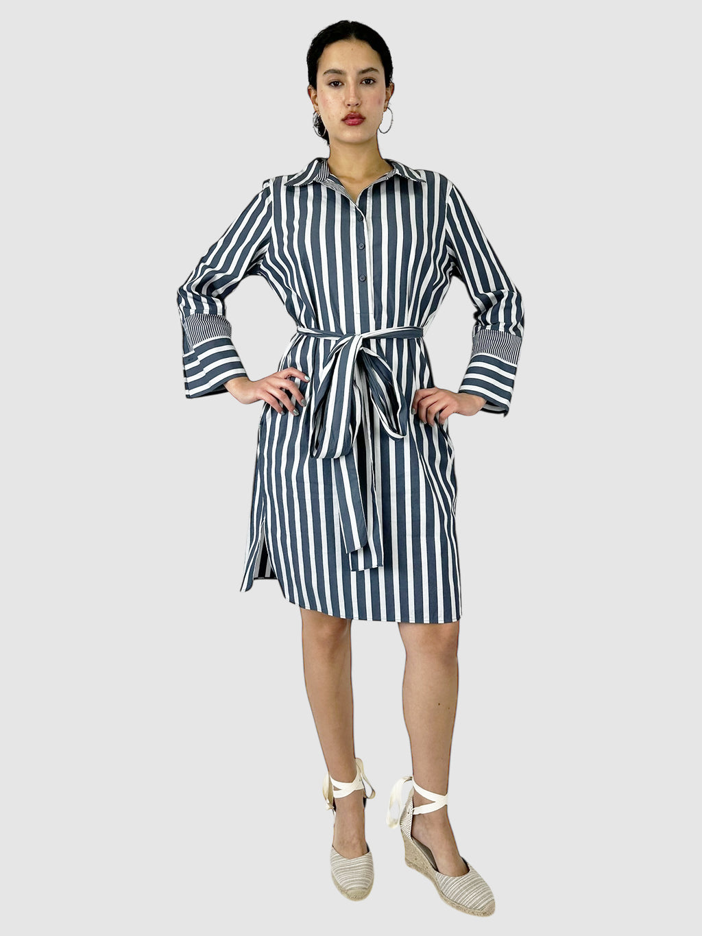 Striped Belted Midi Dress