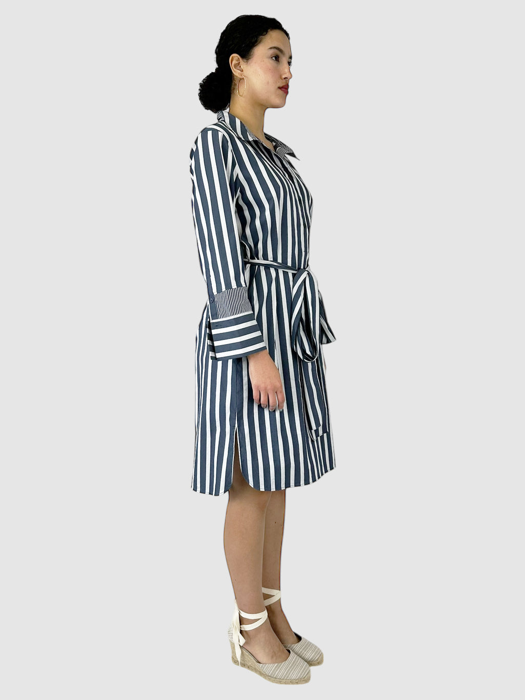 Striped Belted Midi Dress