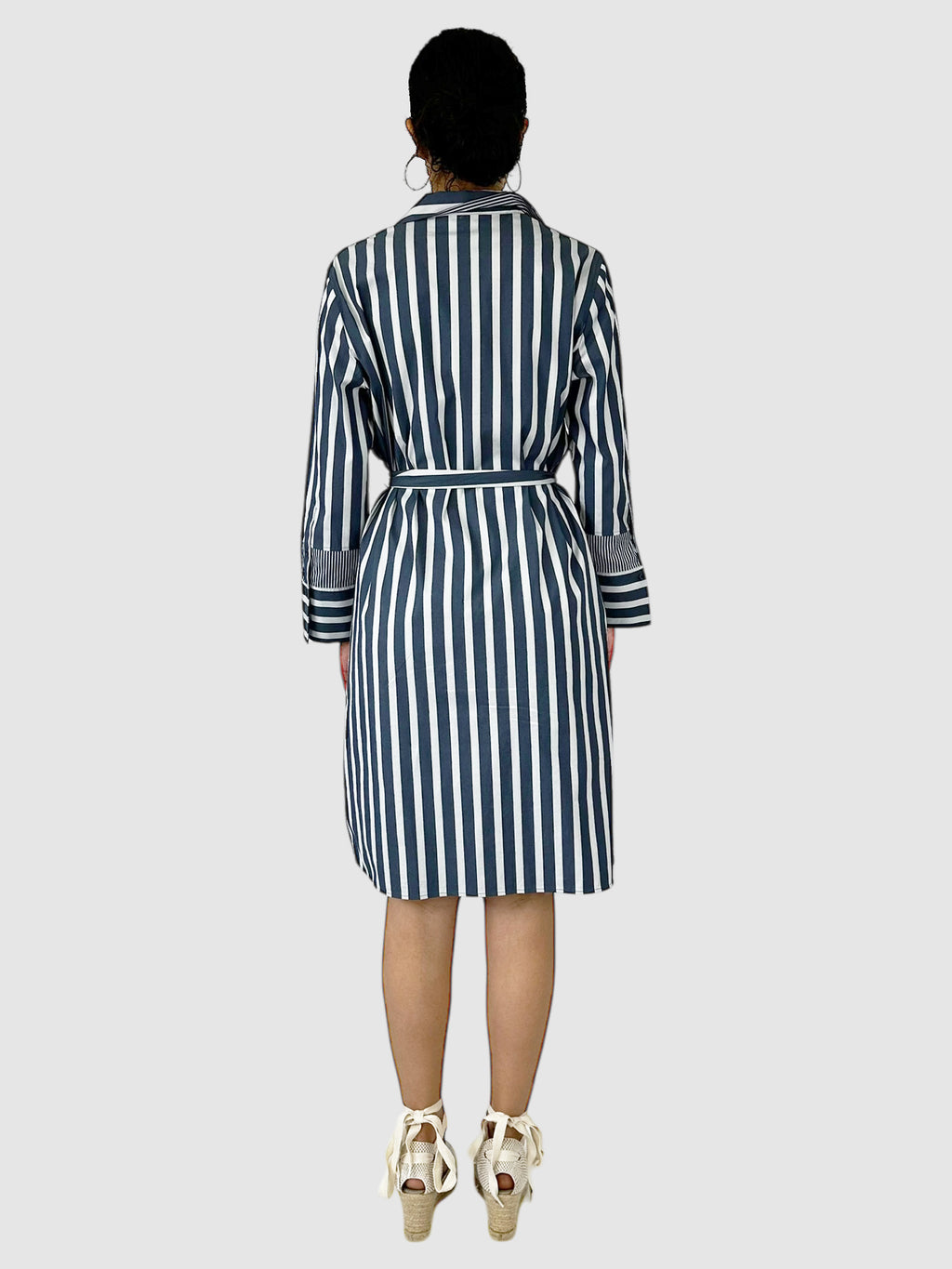 Striped Belted Midi Dress