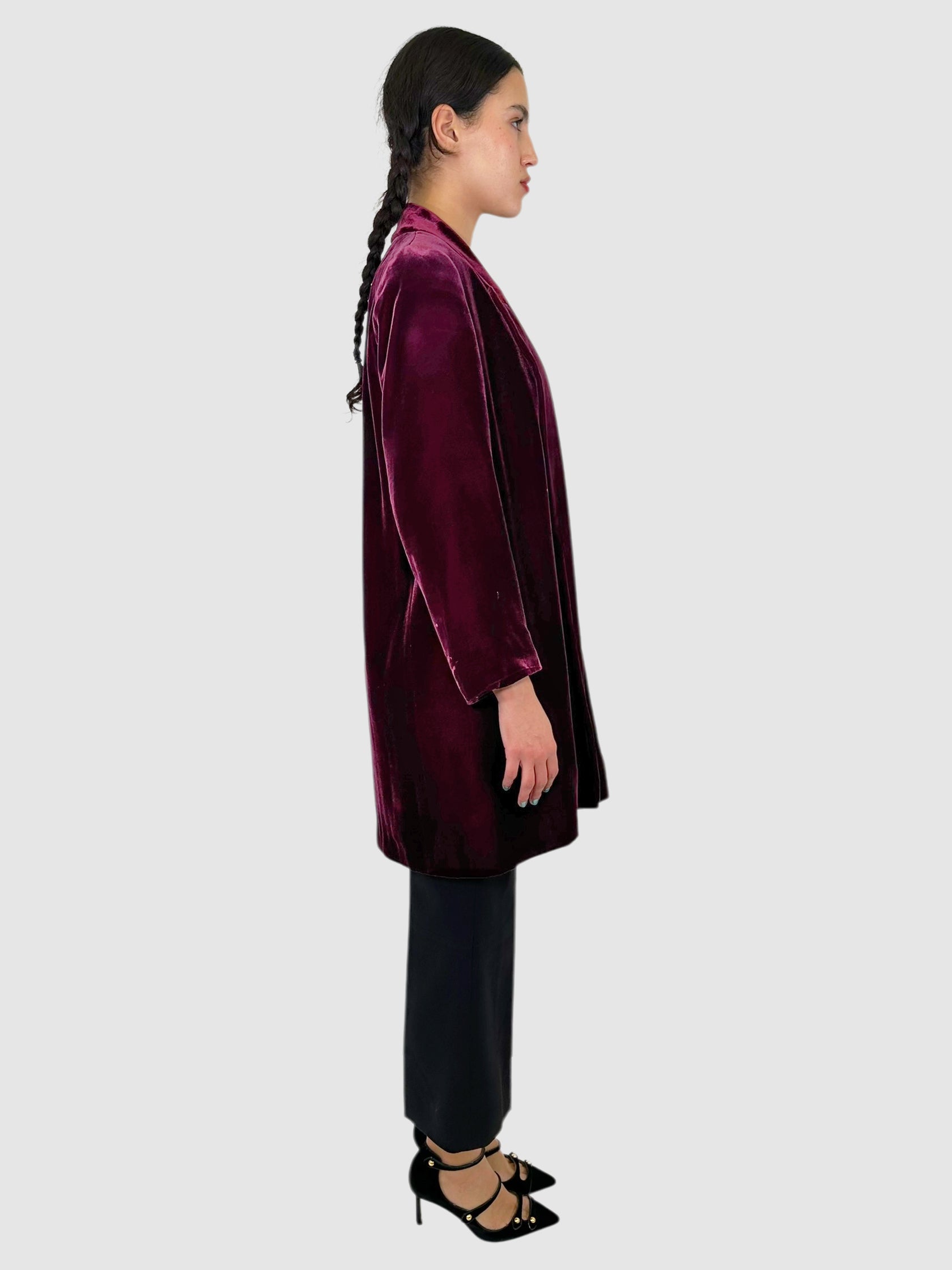 Velvet Open Front Collared Coat