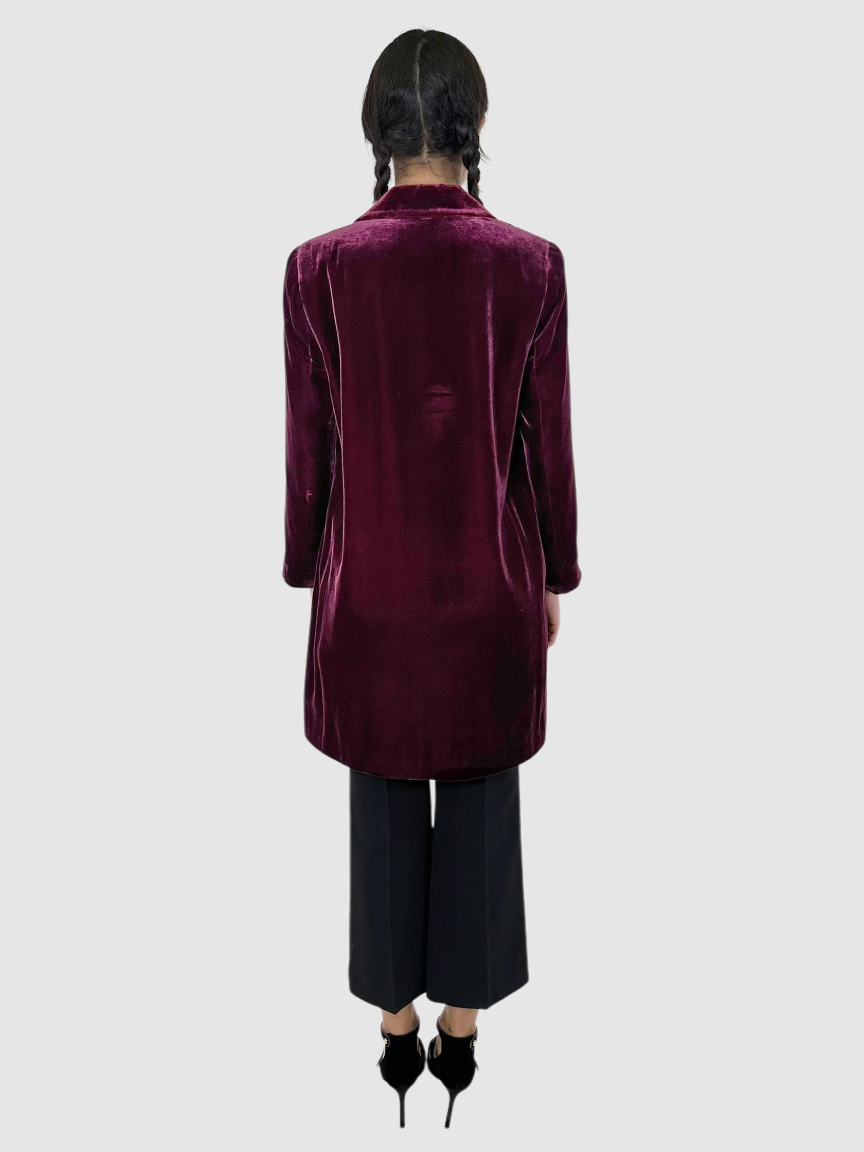 Velvet Open Front Collared Coat