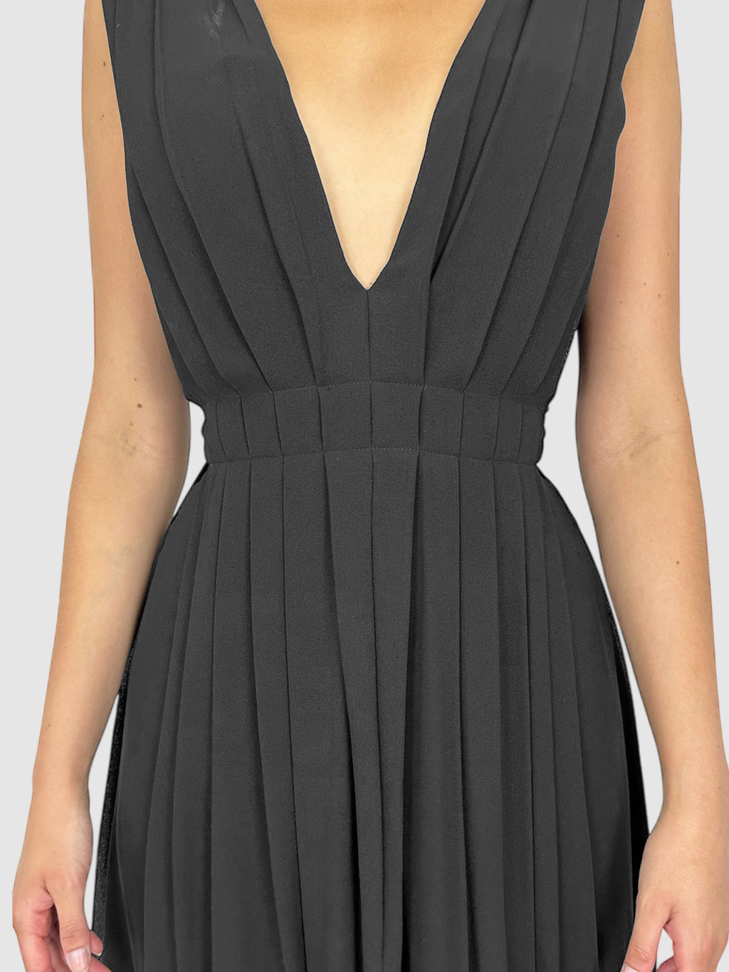Deep-V Pleated Dress