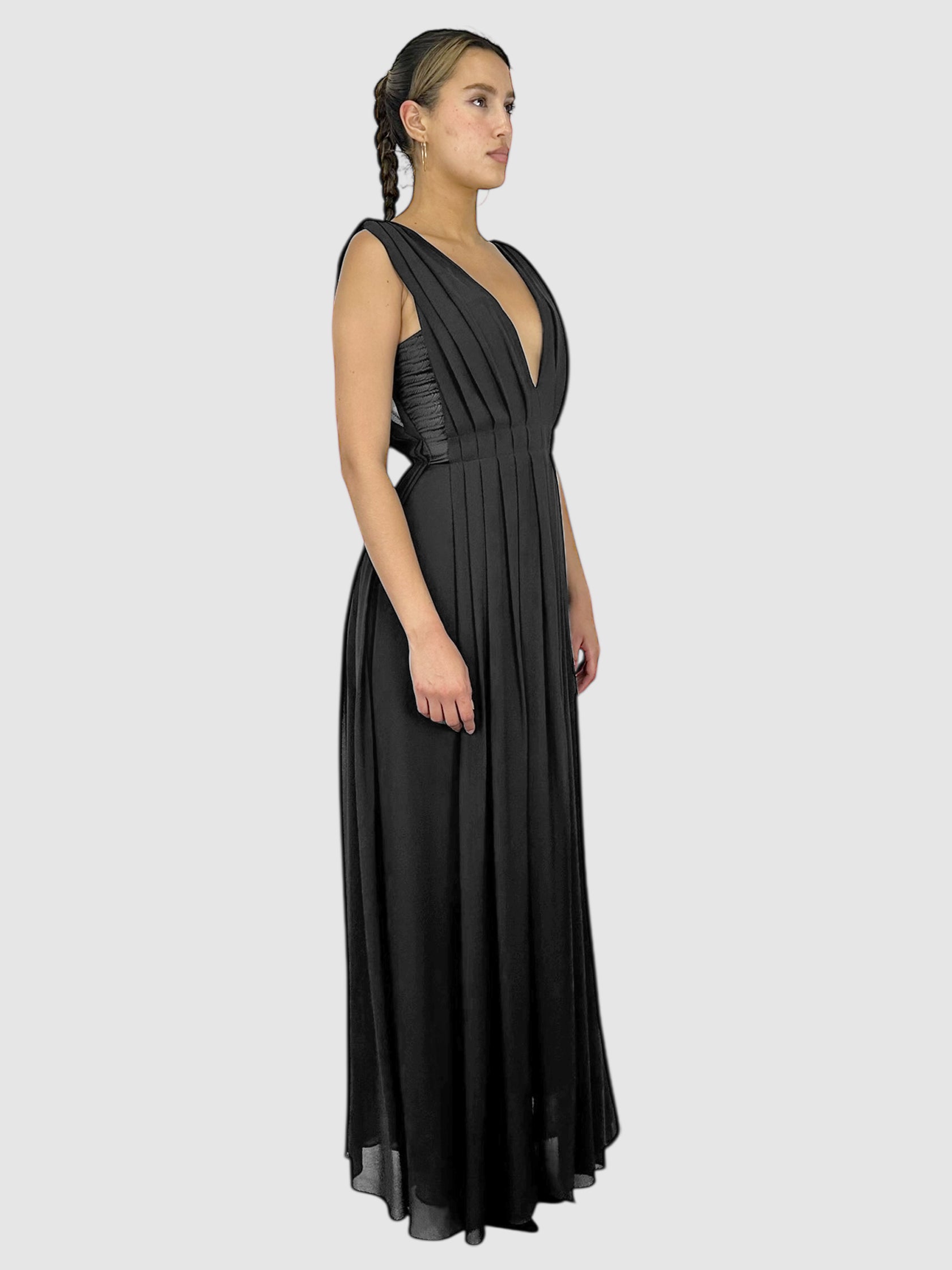 Deep-V Pleated Dress