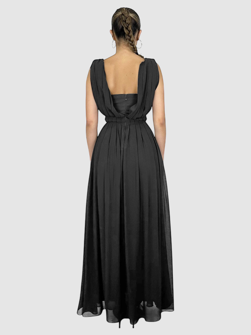 Deep-V Pleated Dress