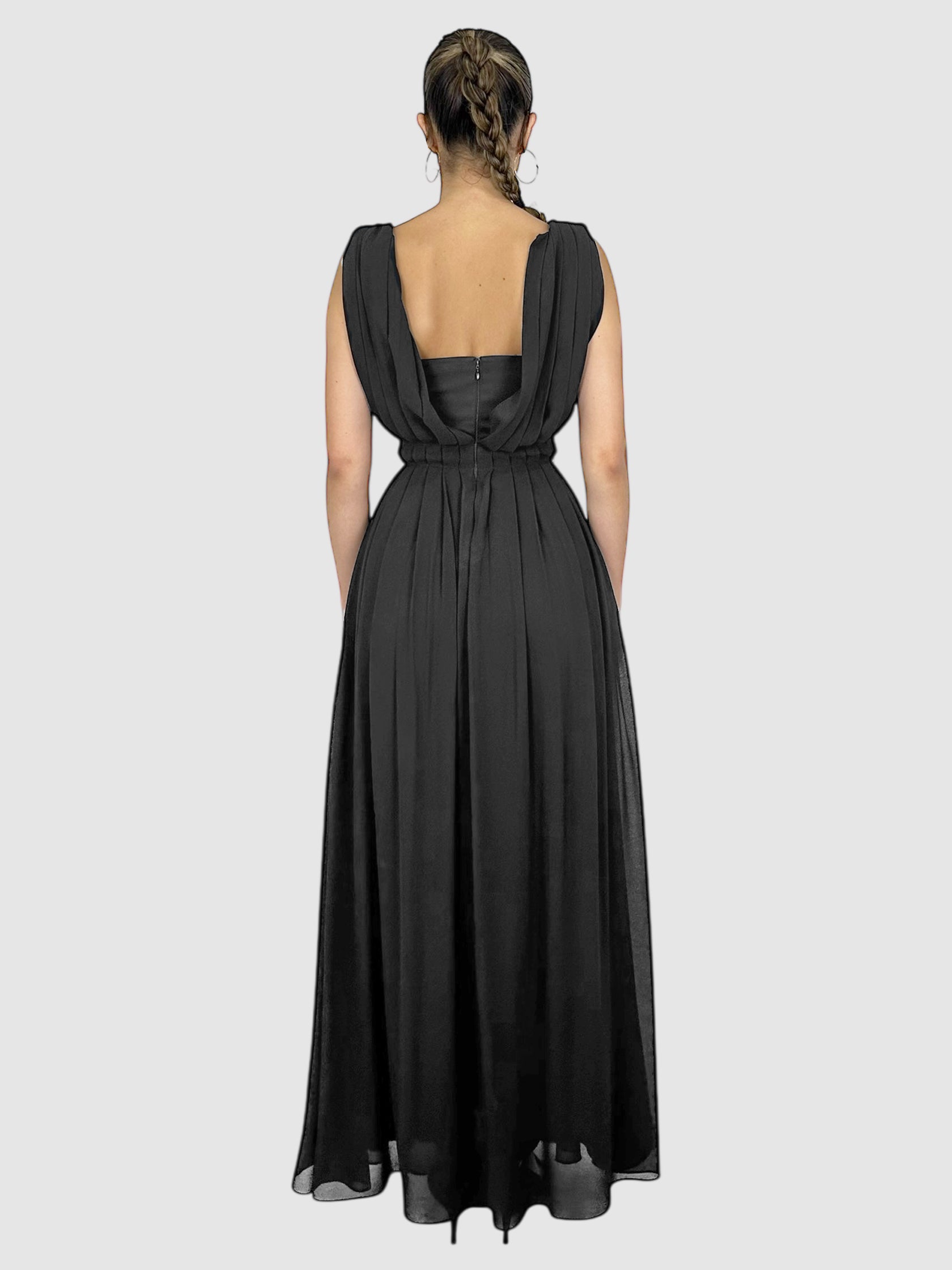 Deep-V Pleated Dress